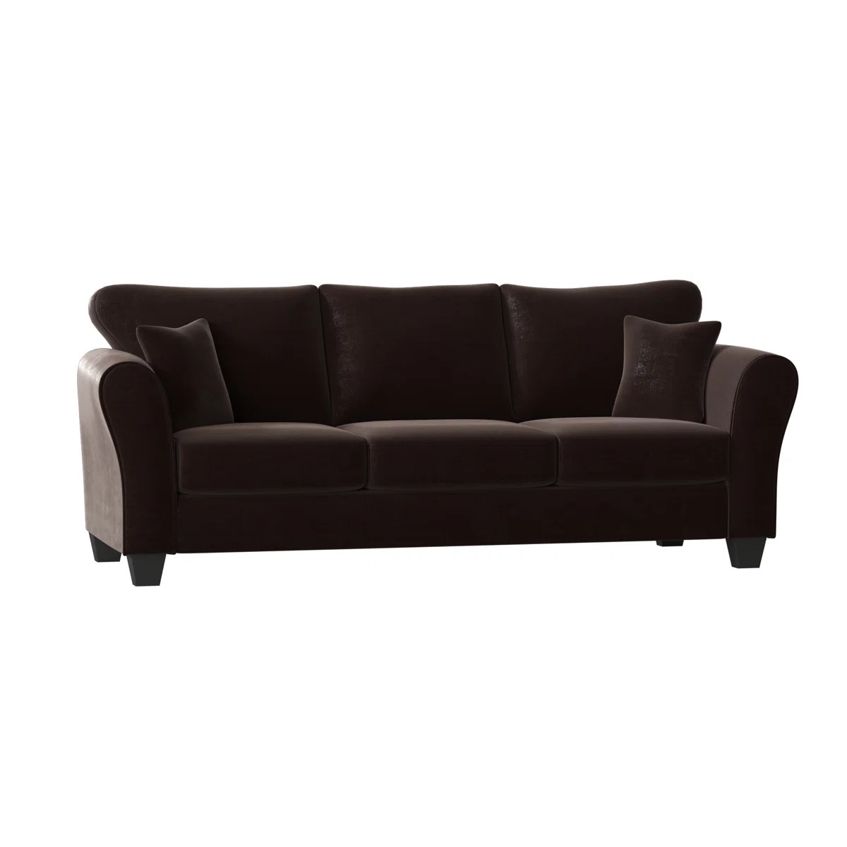  Modern 3-Seater Sofa with Rolled Arms,Chenille Upholstered Couch with Wood Legs