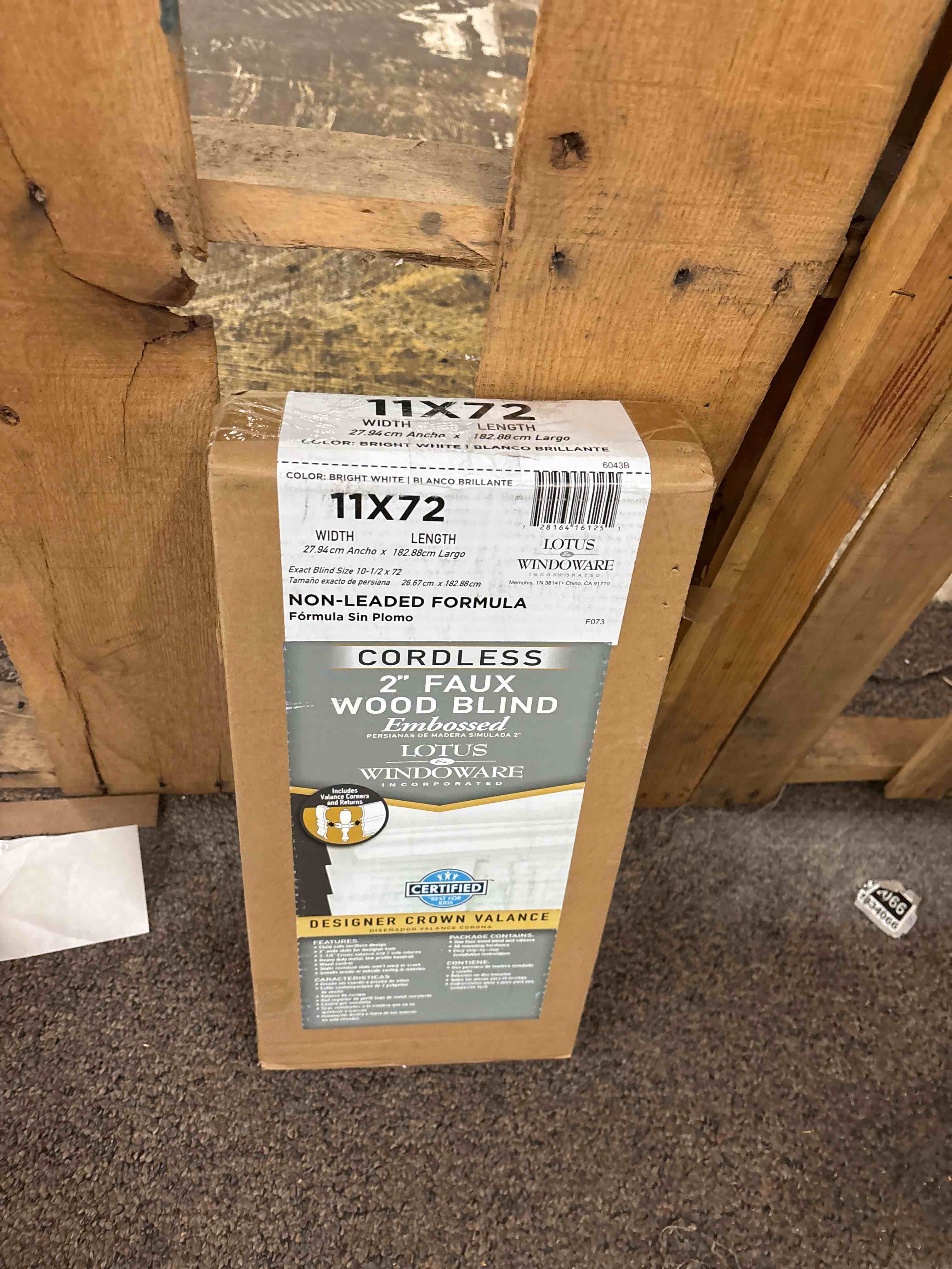 Condition photo showing New/Like New for Lotus & Windoware Cordless, 2 Inch Faux Wood Blind, 11" Wide x 72" Long, Window Blinds, Blinds & Shades, Blinds for Indoor Windows, Embossed, Bright White