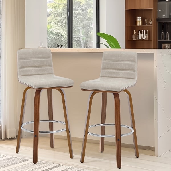 Ebern Designs Faux Leather Swivel Bar/Counter Stool