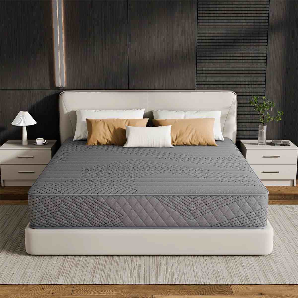 Montsalas 14" Queen Medium Cooling Memory Foam Hybrid Mattresses in a Box with Certipur-US Certified Pocket Spring, Pressure Relief, and Motion Isolation 