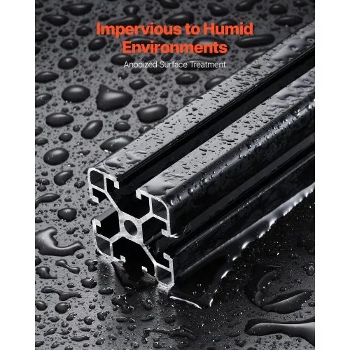 VEVOR 4PCS 23.6 in (600 mm) T Slot 4040 Aluminum Extrusion Profile, European Standard Anodized Linear Rail, High-Strength Extruded Aluminum Rail for 3D Printer, CNC Machine DIY, Laser Engraving, Black