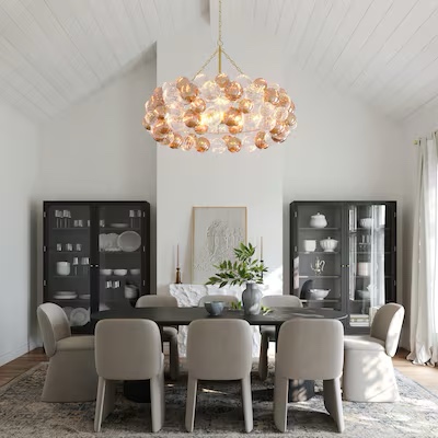 ACROMA Charleston 3 -Light Satin Gold Bare bulb Metal Chandelier