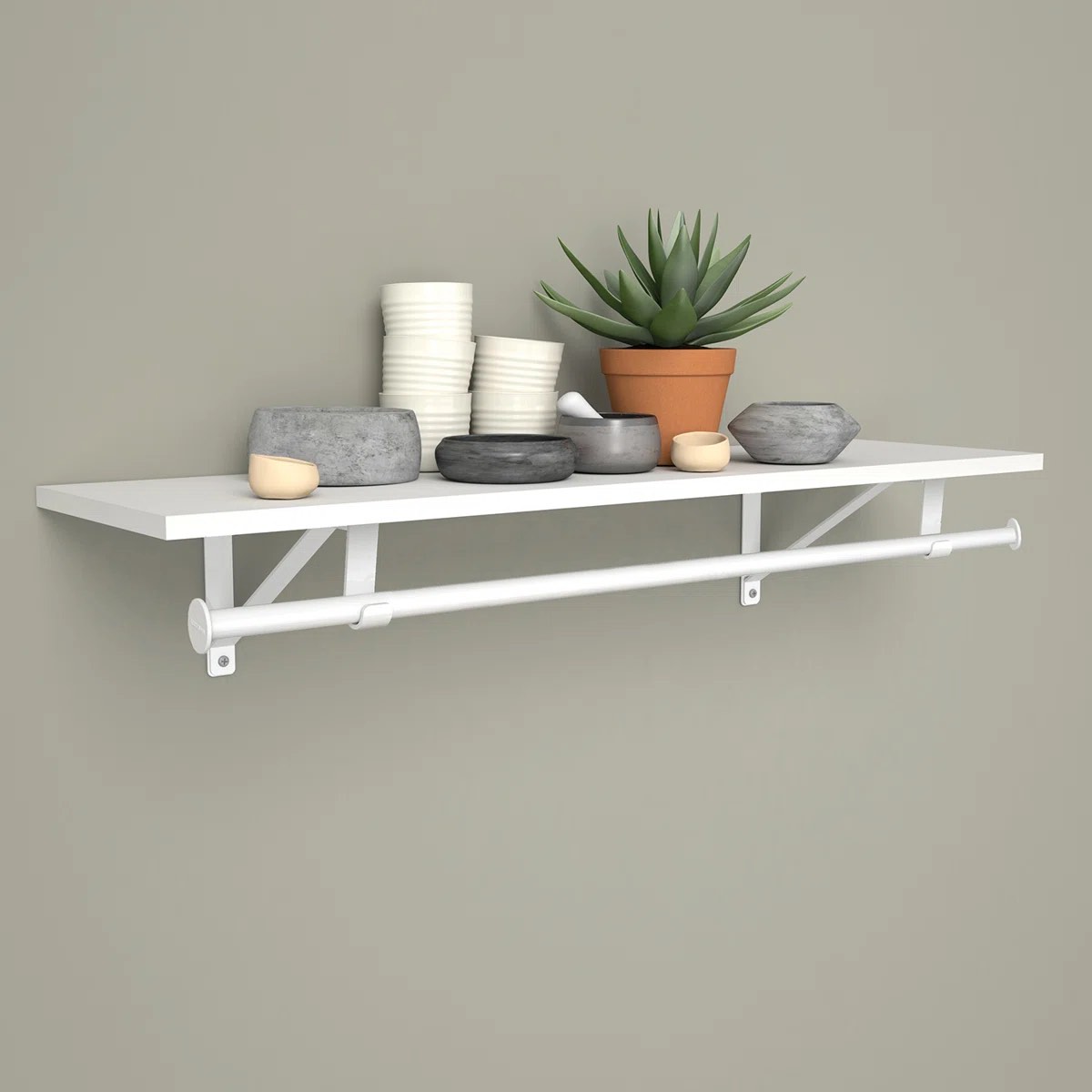 Wall Shelf with Closet Rod