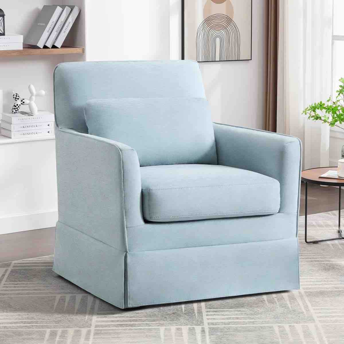 28.7" Wide Modern Upholstered 360° Swivel Accent Armchair With Lumbar Pillow 