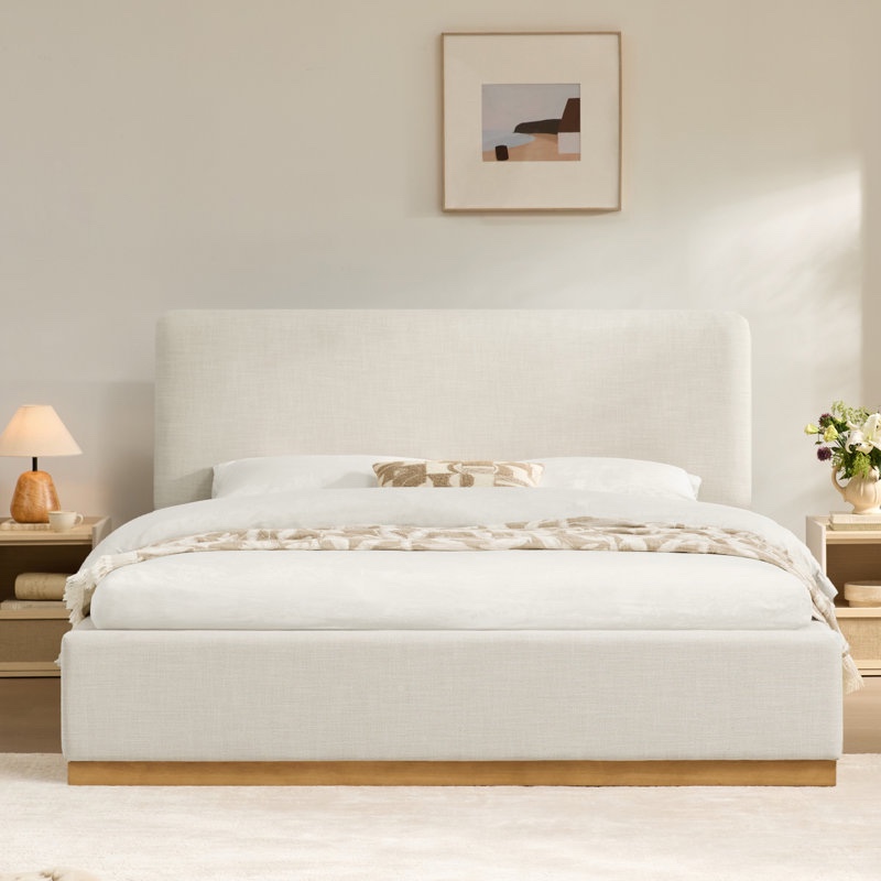 Condition photo showing New/Like New for Delpha Grounded Upholstered Wood Base Bed- Queen