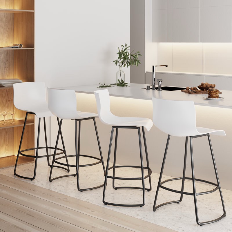 Condition photo showing New/Like New for Cleek Swivel Counter Stool with Metal Frame (Set of 4)