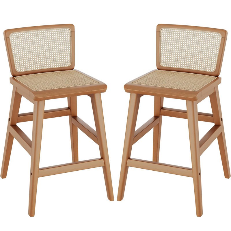 Condition photo showing New/Like New for Rattan Counter Stool With Solid Wood Frame (Set of 2)
