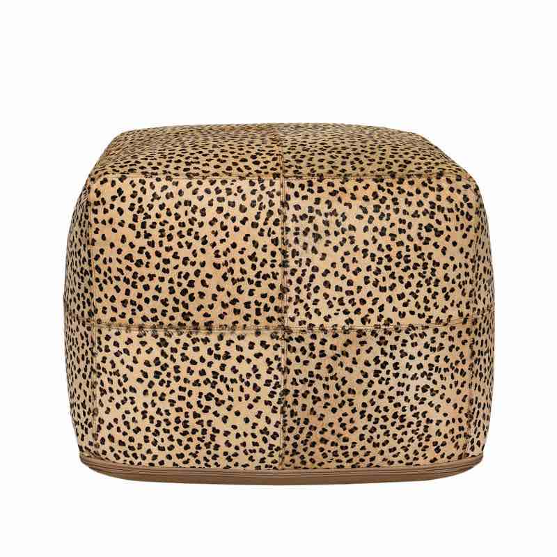 Condition photo showing New/Like New for Leopard 18" Natural Leather Hide Printed Floor Cushion Pouf