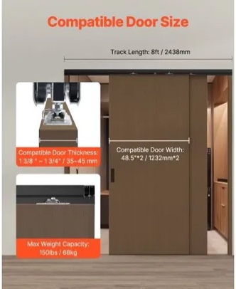 Condition photo showing New/Like New for Bypass Door Hardware 8ft Bypass Closet Door Track Kit