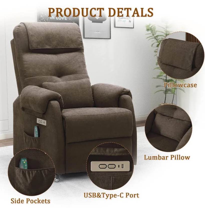 Condition photo showing New/Like New for Upholstery Recliner Chair with heat and massage