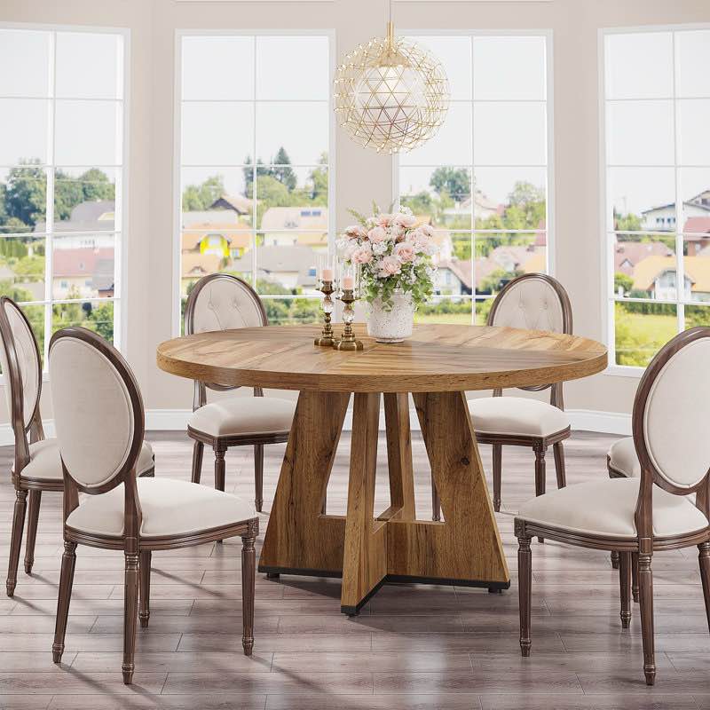 Condition photo showing New/Like New for 47 Inch Round Dining Table for 4 Farmhouse Kitchen Table