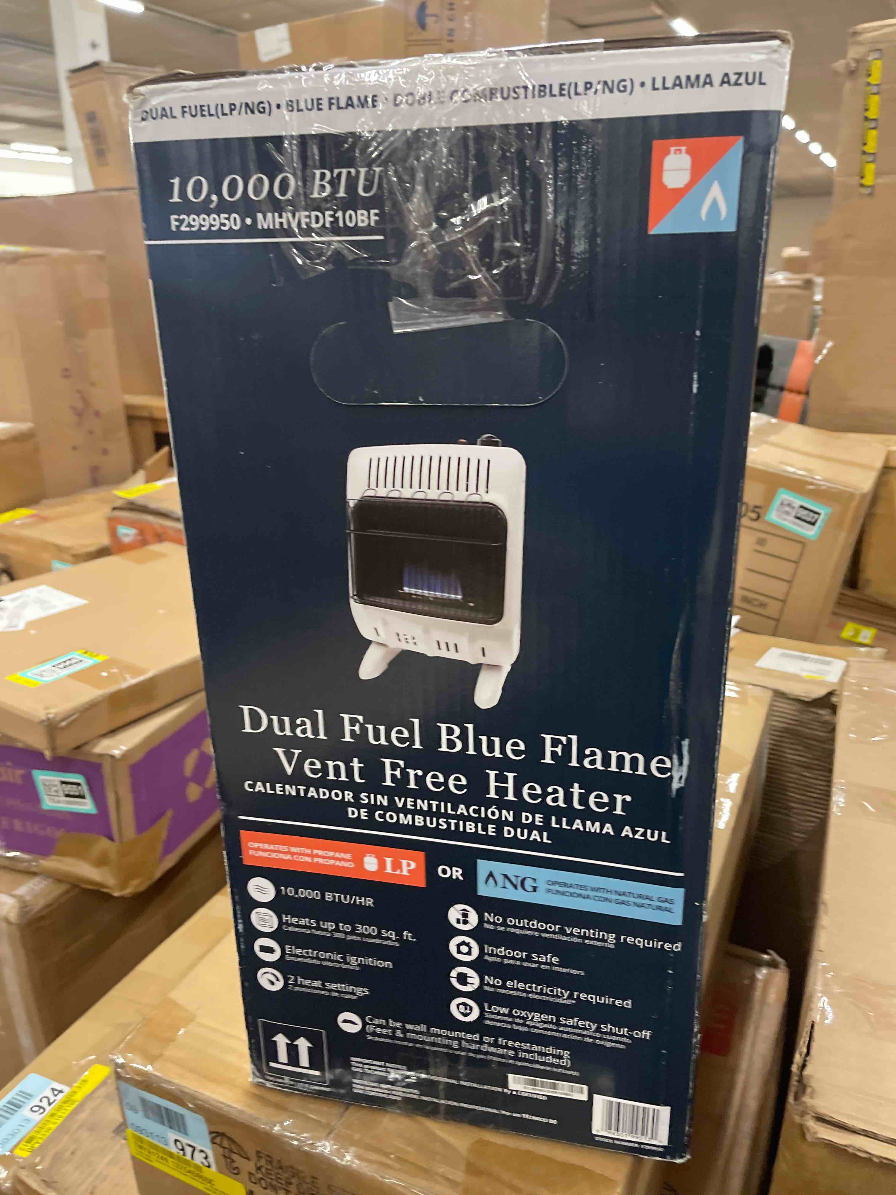 Condition photo showing New/Like New for Mr. Heater 10,000 BTU Vent Free Dual Fuel Blue Flame Heater