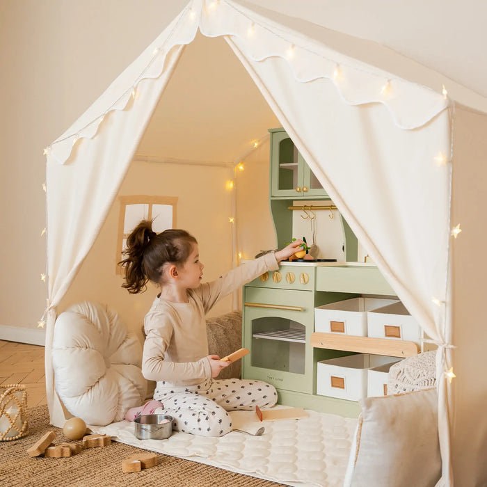Condition photo showing New/Like New for Tiny Land® Kids Tent – Large Cozy Tent with Star Lights