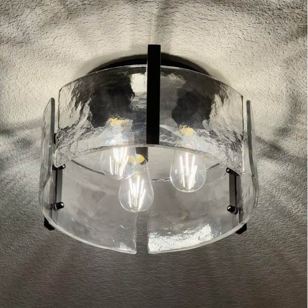 Black Semi Flush Mount Ceiling Light Fixture, 3 light Modern Hallway Fixture Ceiling Mount