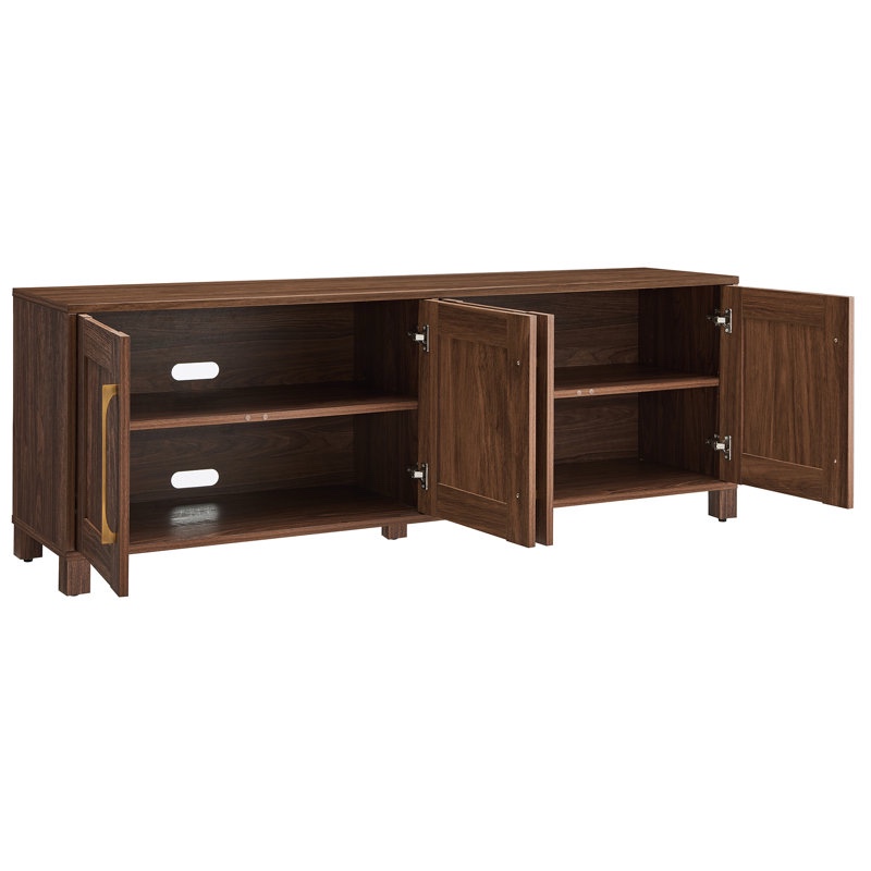 Condition photo showing New/Like New for Latitude Run 78.7" Brown TV Stand with 4 Cabinets for Living Room, Walnut Finish