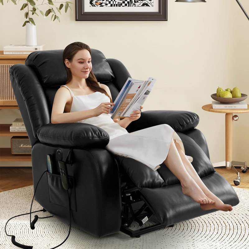 Condition photo showing Good Condition for Latitude Run Breathable Leather Dual Motor Assist Power Lift Recliner Chair with Massage Heat and Adjustable Lumbar Support , 3 Positions, USB Ports for Elderly