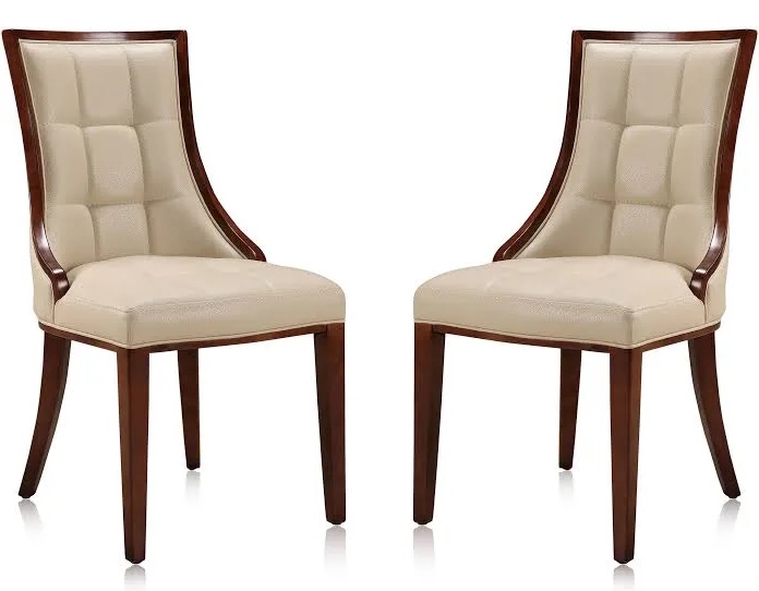 Condition photo showing New/Like New for Manhattan Comfort Fifth Avenue Cream Faux Leather Upholstered Dining Chair (Set of 2)