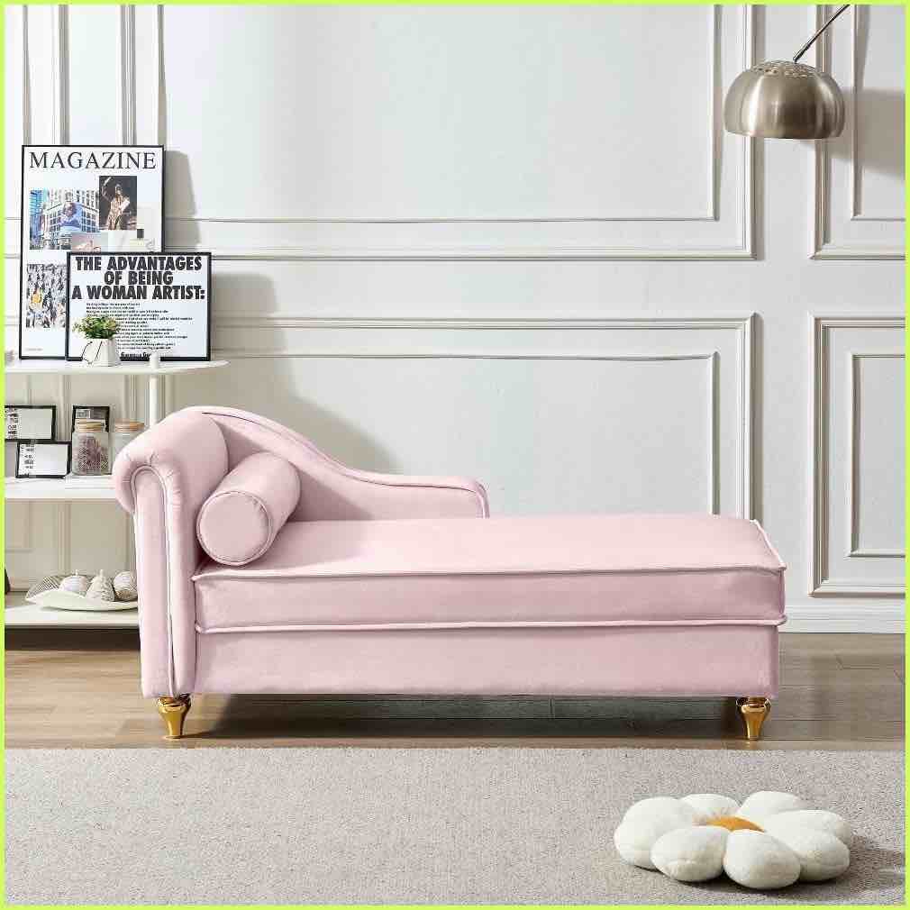 Condition photo showing New/Like New for Modern Light Luxury Velvet Chaise Lounge with Storage -Single Person for Bedroom/Living Room, Pink | Velvet | Round Arms (2 BOXES/COMPLETE)