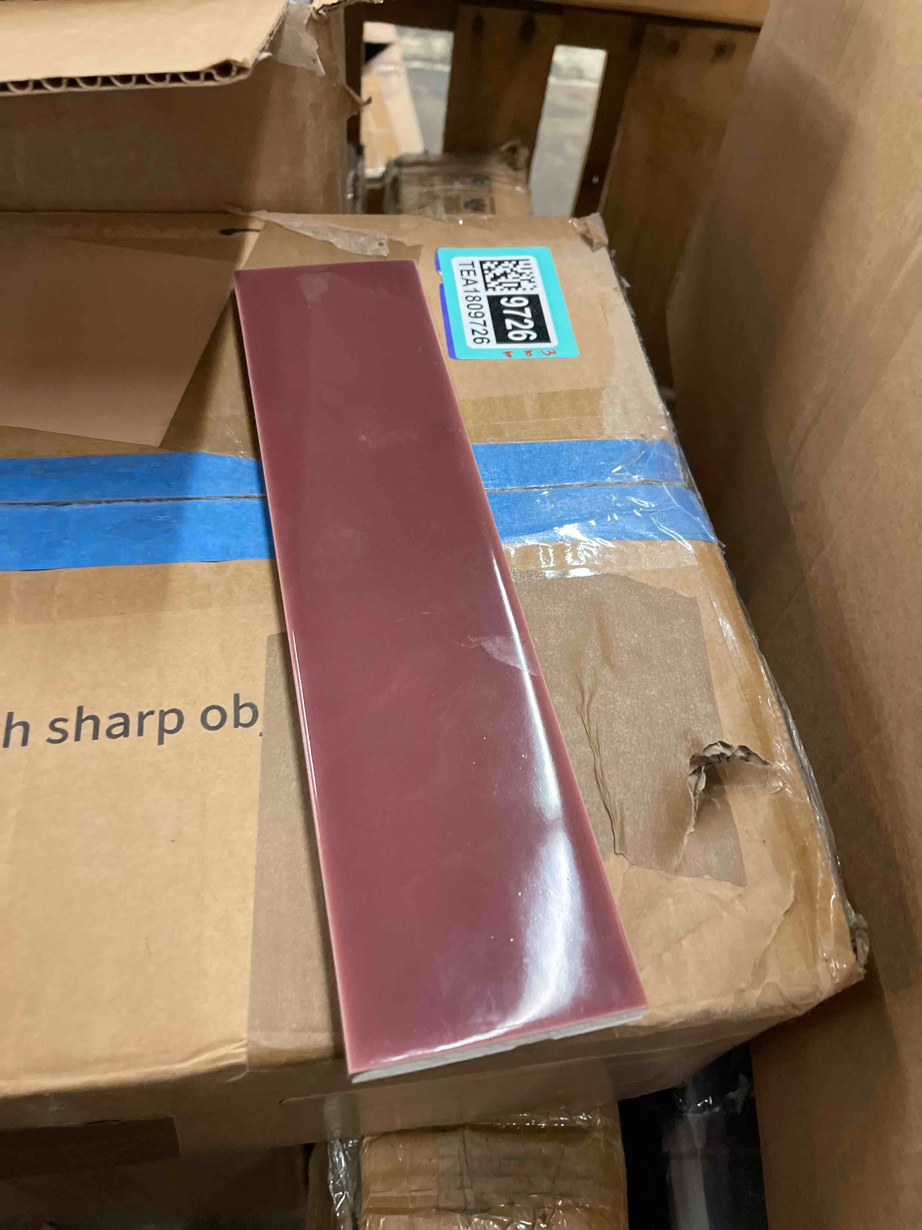 Condition photo showing New/Like New for Handmade Ceramic Subway 3x12 Wall Tile Backsplash Gloss Finish 3 Inch X 12 Inch for Kitchen, Bathroom Shower, Accent Decor, Fireplace (Box of 12.6 Sq.Ft.) (Burgundy Purple) (20.78 sq.ft per box)