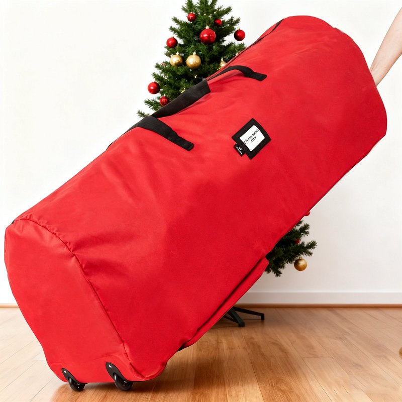 Rolling Christmas Tree Storage Bag For 9Ft Artificial Trees - Heavy Duty Zippered Carrier With Wheels & Handles, Waterproof Dustproof Holiday Decoration Organizer