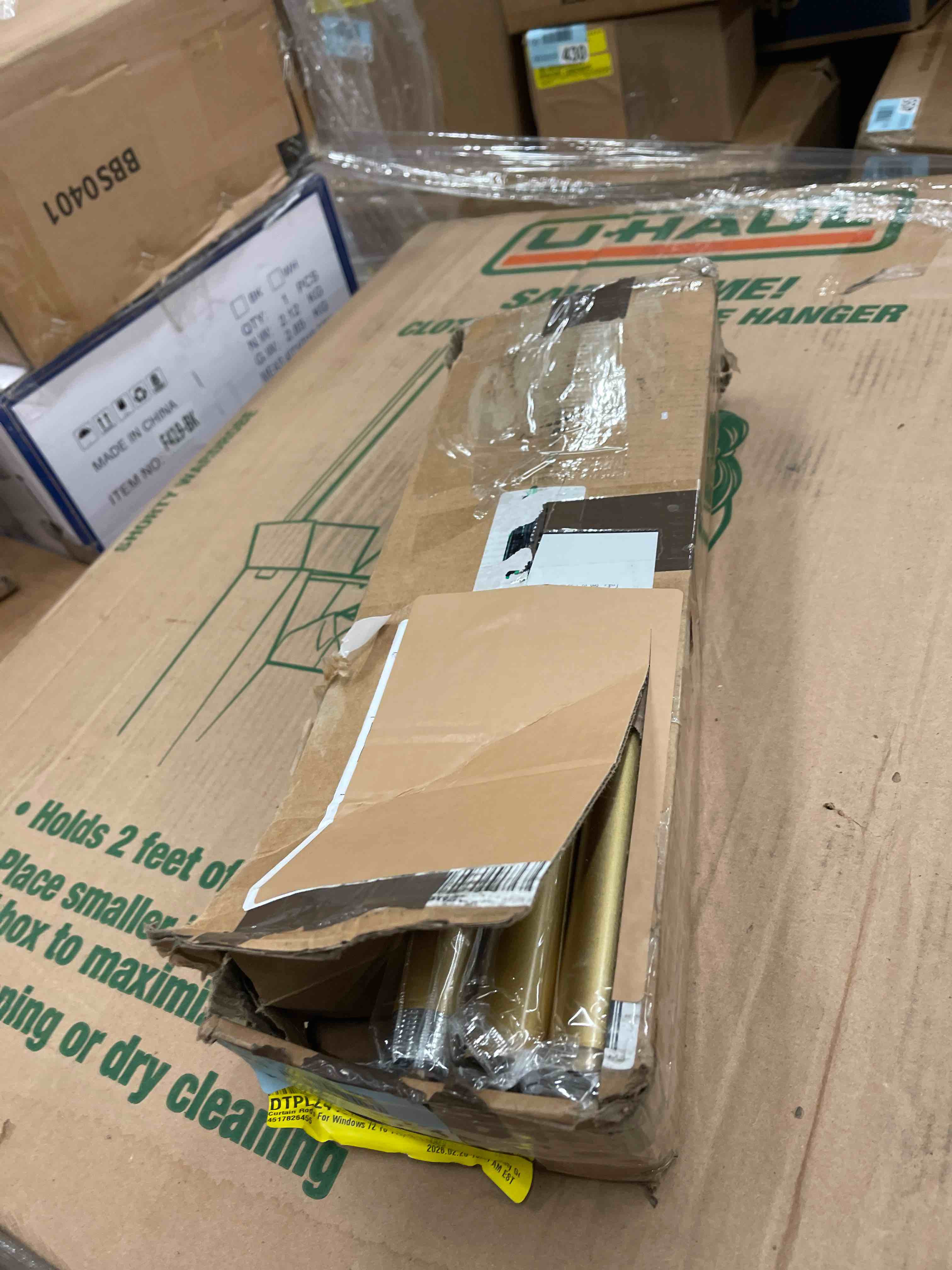 Condition photo showing New/Like New for Modern Gold Curtain Rods for Windows 72 to 144 Inches Adjustable Length Heavy Duty 1" Diameter Long Window Curtain Rod with Round Decorative Finials for Bedroom Living Room Kitchen Farmhouse