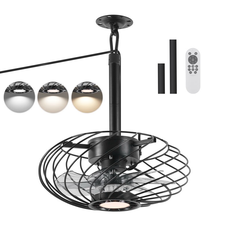 Condition photo showing New/Like New for 15'' Outdoor Caged Ceiling Fan with LED Lights-Waterproof?Plug in Ceiling Fan with Remote