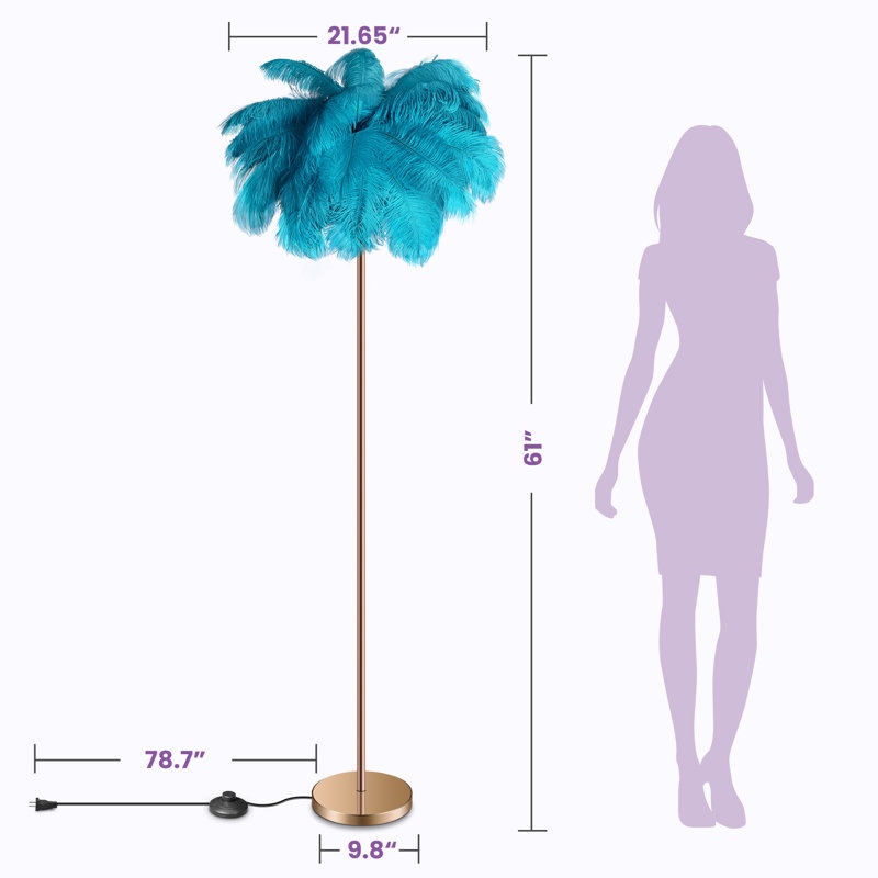 Condition photo showing New/Like New for 61'' LED Brass Feather Floor Lamp With Outlet