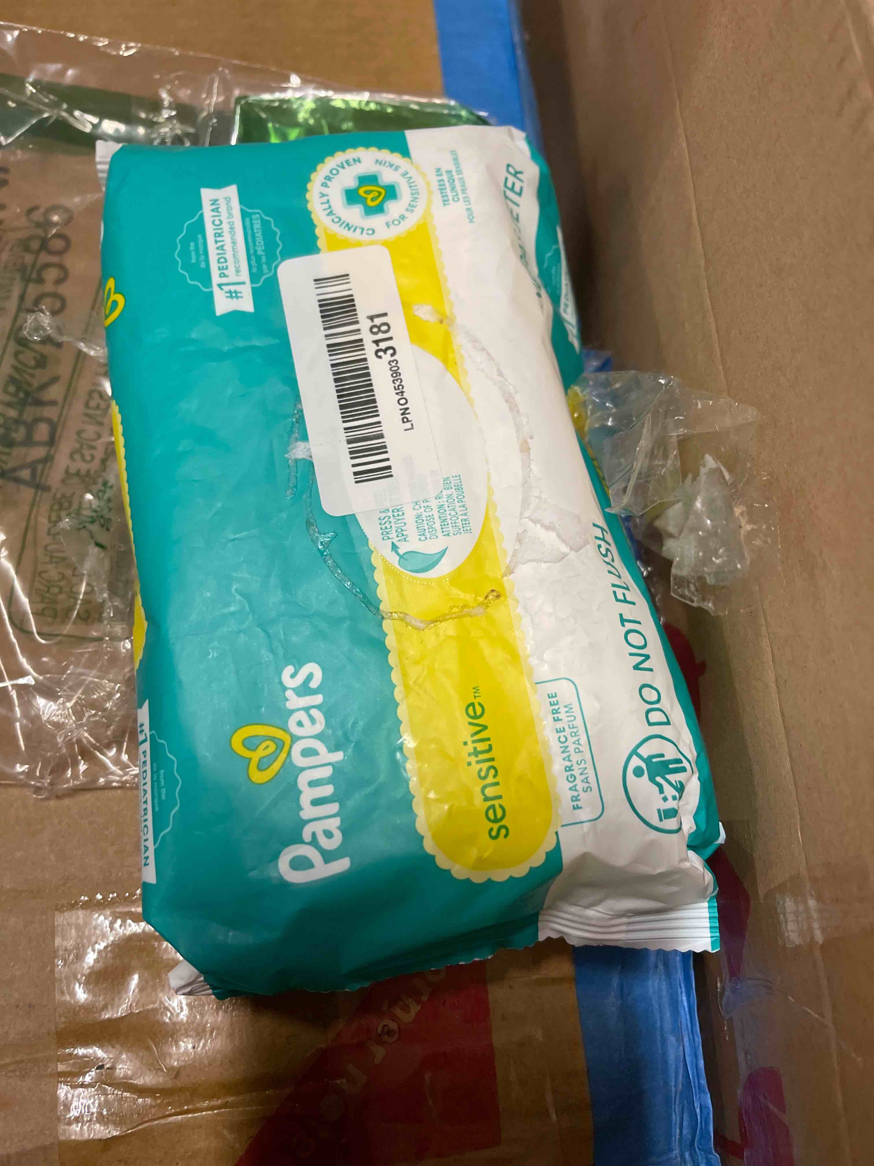 Condition photo showing New/Like New for Pampers Baby Wipes Sensitive Perfume Free 1X Pop-Top Pack 56 Count