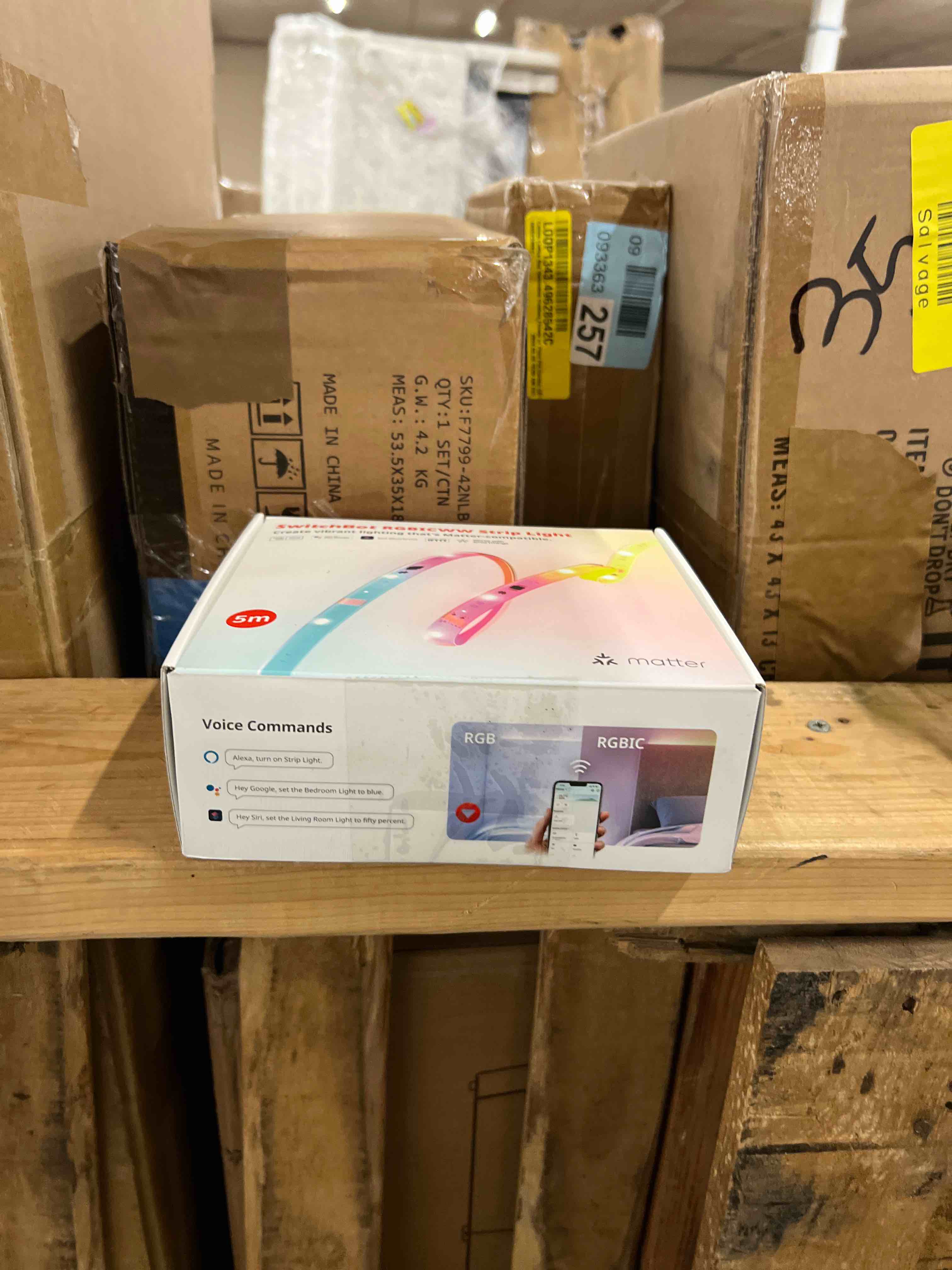 Condition photo showing New/Like New for SwitchBot LED Strip Light 5M Work with Alexa, 72 LEDs/m, Matter LED Lights Compatible with Apple Home, Google Home, 16 Million Colors, Music Sync, DIY Color Changing RGB Lights for Bedroom, Party, TV