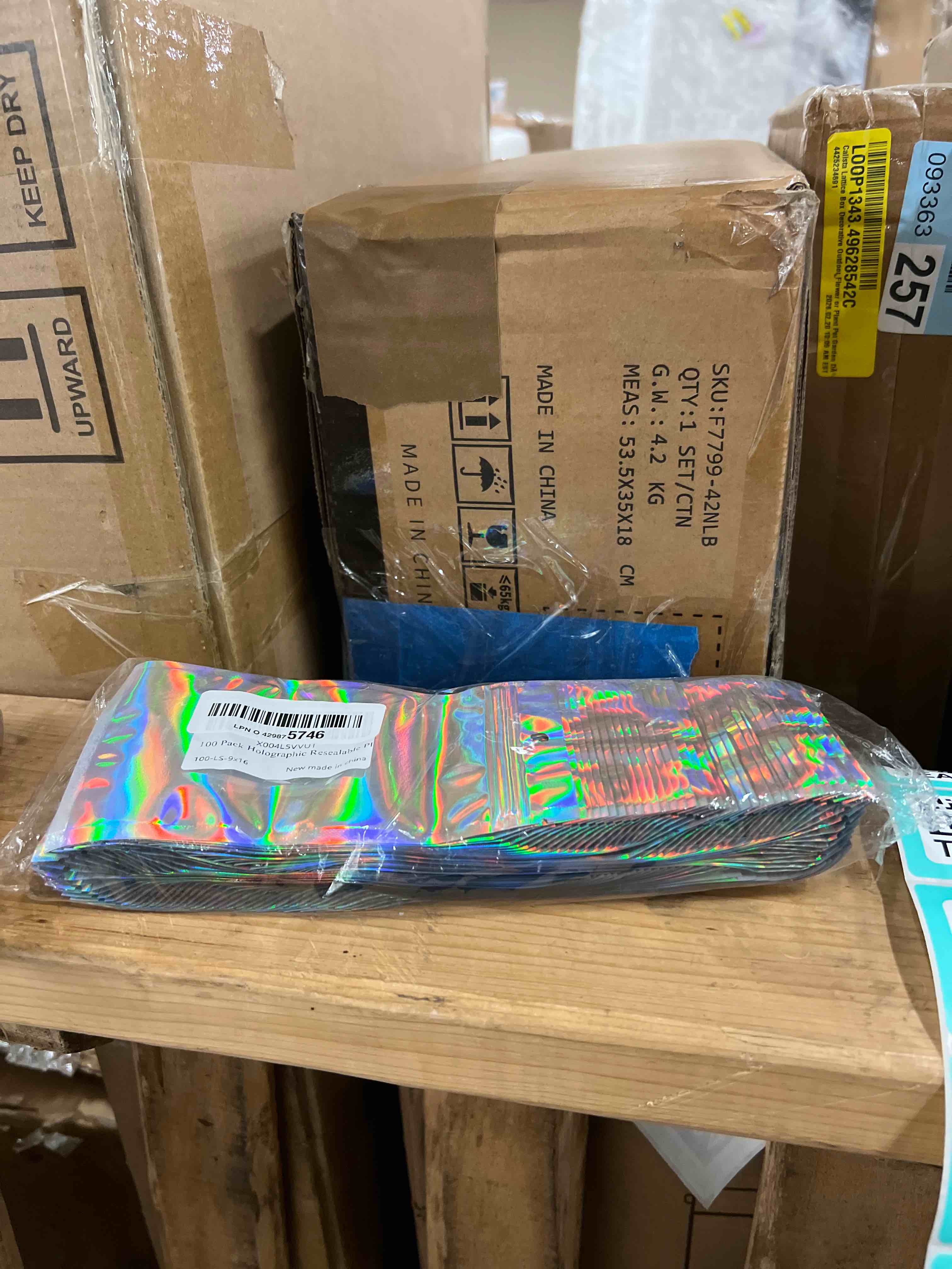 Condition photo showing New/Like New for 100 PCS Mylar Holographic Bags, Smell Proof Bags, Clear Resealable Bags, Valentines Day Decorations Gift Baggies for Bracelet, Lipgloss, Eyelash, Jewelry Packaging | White, 2.4x3.9 Inch