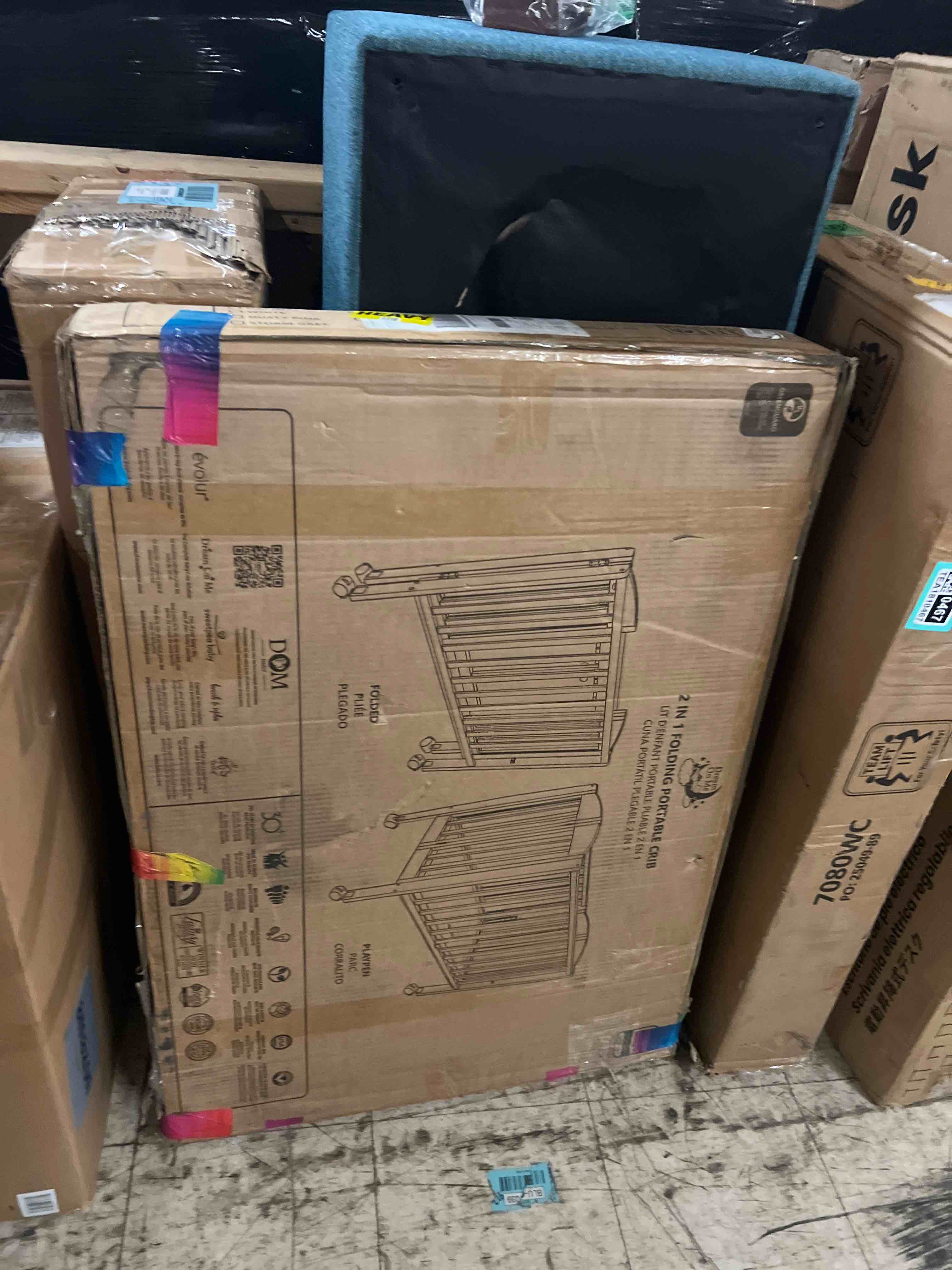 Condition photo showing New/Like New for Dream On Me 2-in-1 Folding Portable Compact Mini Baby Crib in Espresso, GreenGuard Gold & JPMA, US Patented Flat Folding System, Locking Wheels,1? Mattress Pad, Space-Saving Quck Fold Easy Storage