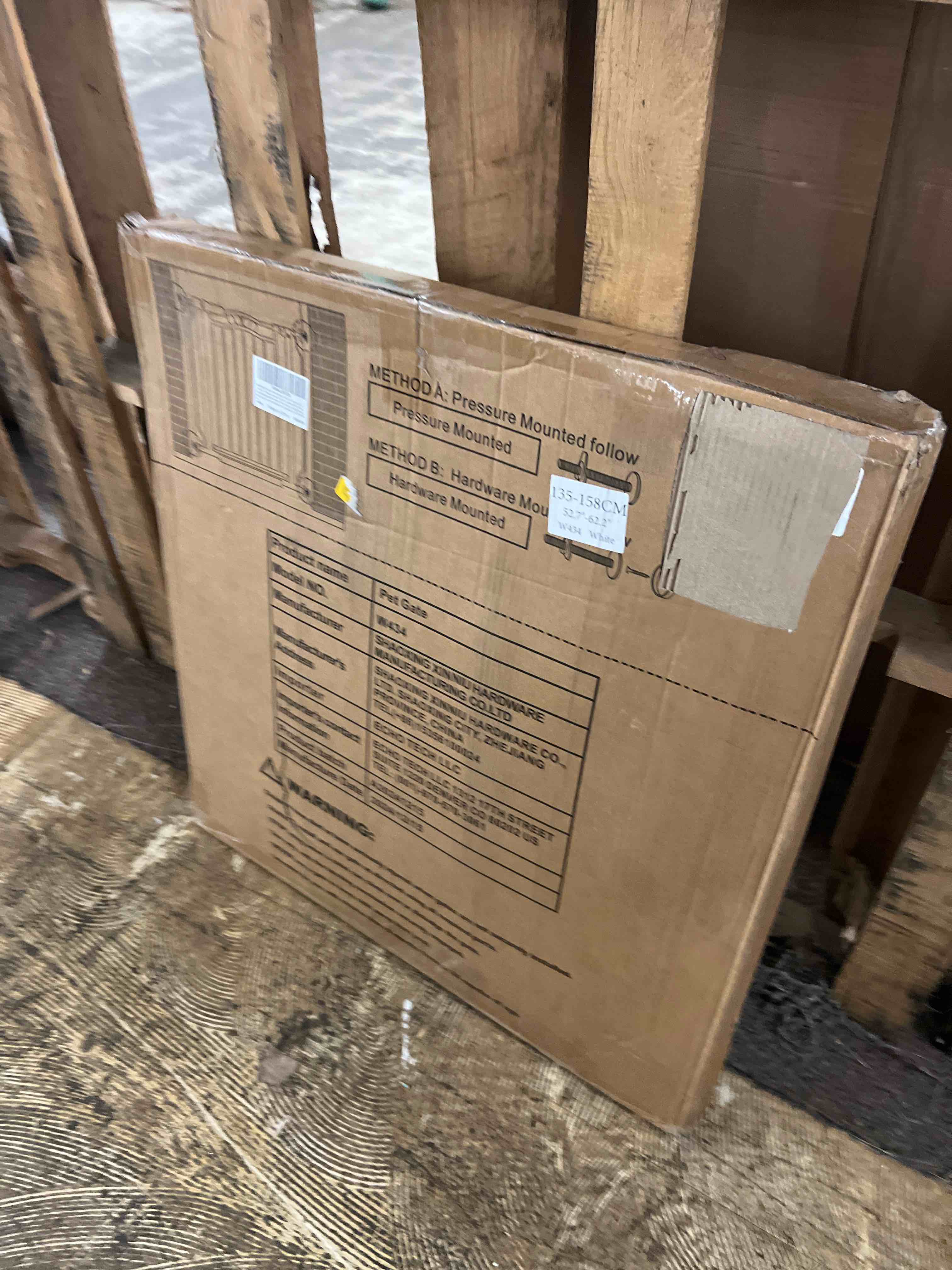 Condition photo showing New/Like New for Extra Wide Baby Gate for Doorways 53.1"-62.6", Pressure Mounted Dog Gates With Door, Child Safety Barrier Walk Thru Indoor, Large Babygate Long for Kids Toddler Pet Outside, 30 In Tall White