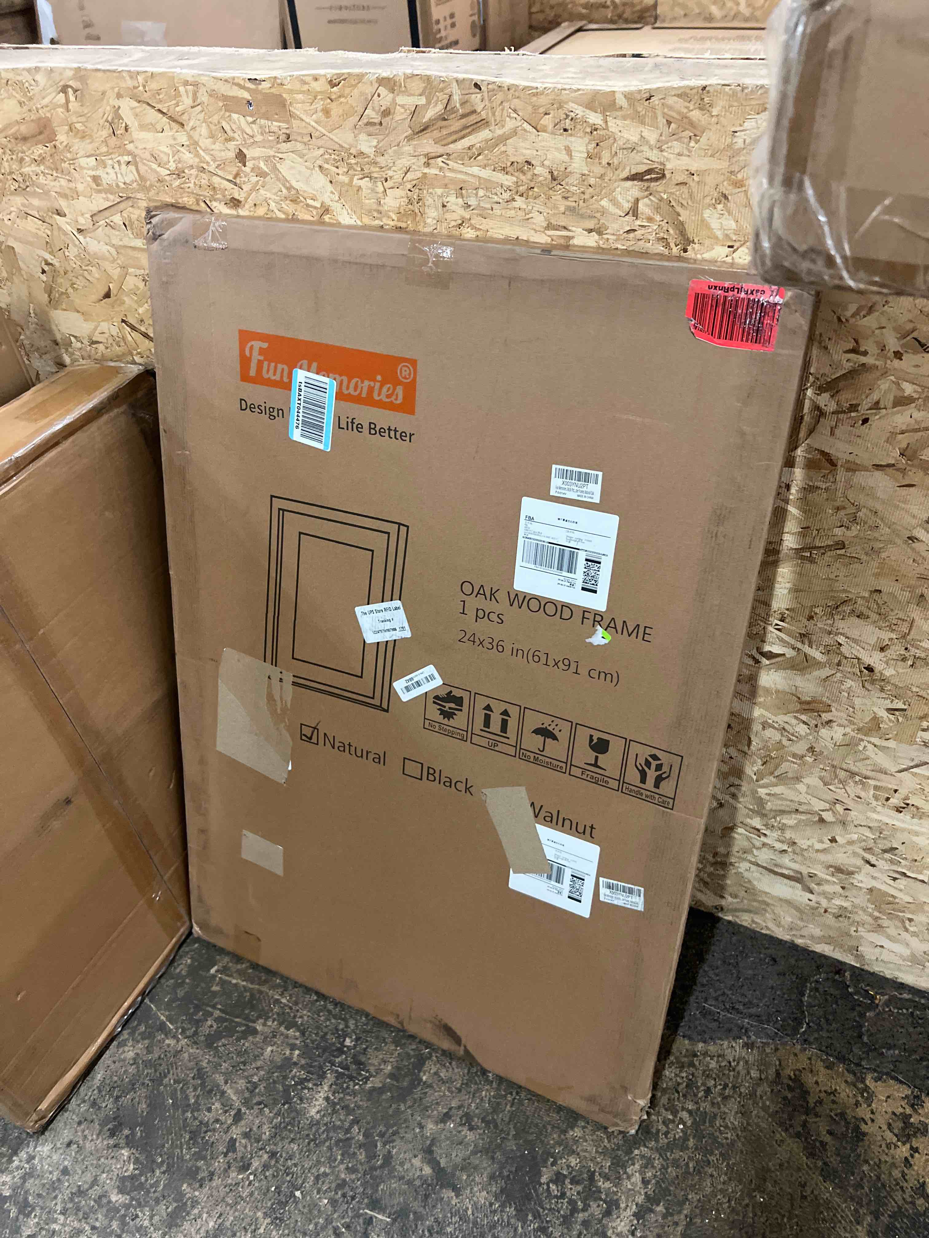 Condition photo showing New/Like New for 24x36 picture frame, 24x36 poster frame - solid oak wood & tempered real glass, large 24 x 36 frame for wall, rustic wooden 24 by 36 frame, 24x36 frame with mat for 20x30, natural oak color oak 24x36 - 1p