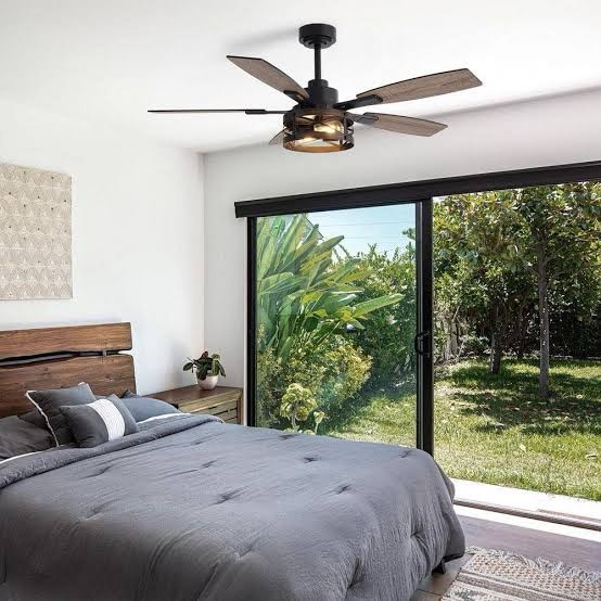 luminfan 52 inch ceiling fans with lights and remote control, farmhouse ceiling fan for bedroom living room and patio, black caged ceiling fan for indoor and outdoor blacksmith 52 inch