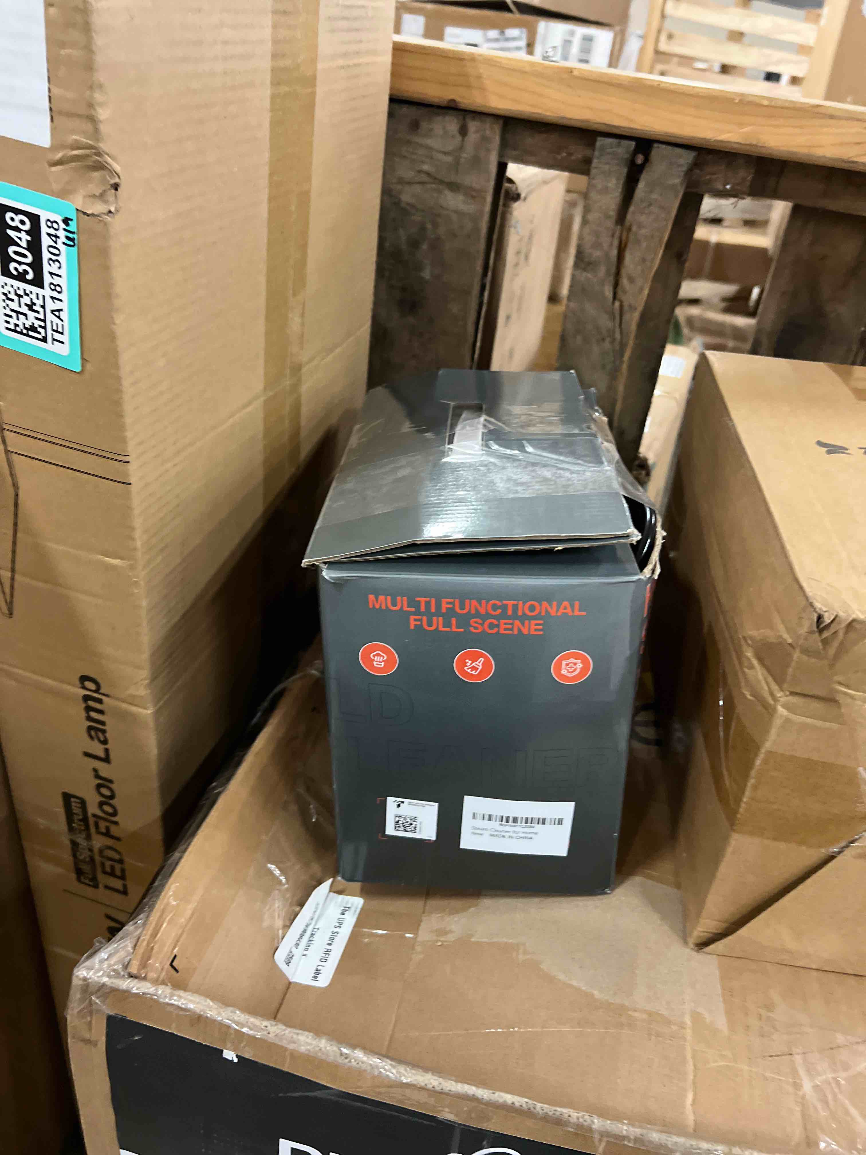 Condition photo showing New/Like New for steam cleaner for home & car, 15s fast heat handheld steamer for cleaning, 1.6l large tank, 3-level steam control with 16-piece accessories kit for floors, couches, tiles, grout, dirt, and grease