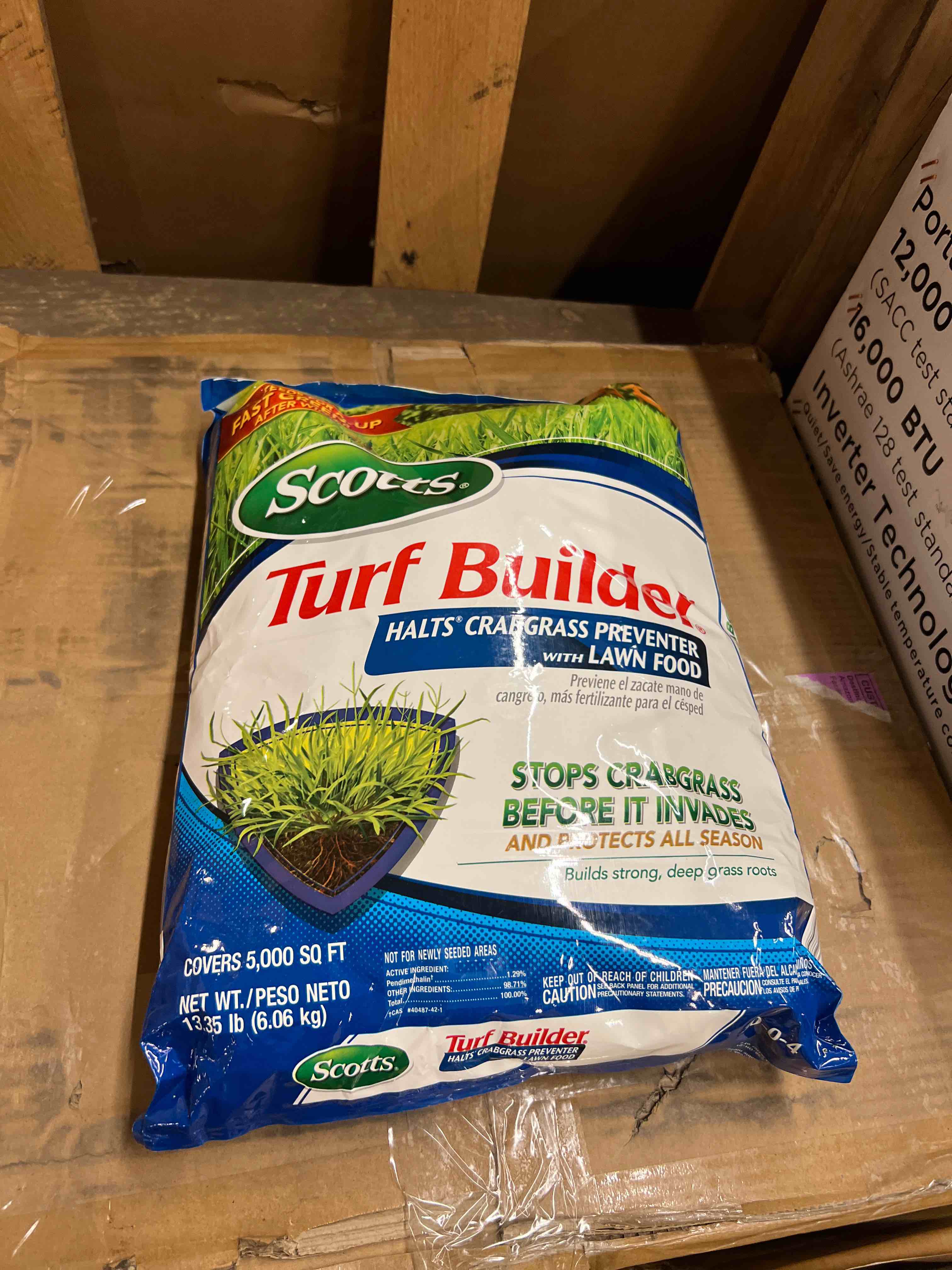 Condition photo showing New/Like New for scotts turf builder halts crabgrass preventer with lawn food - pre-emergent weed killer, fertilizer, 5,000 sq. ft., 13.35 lb.