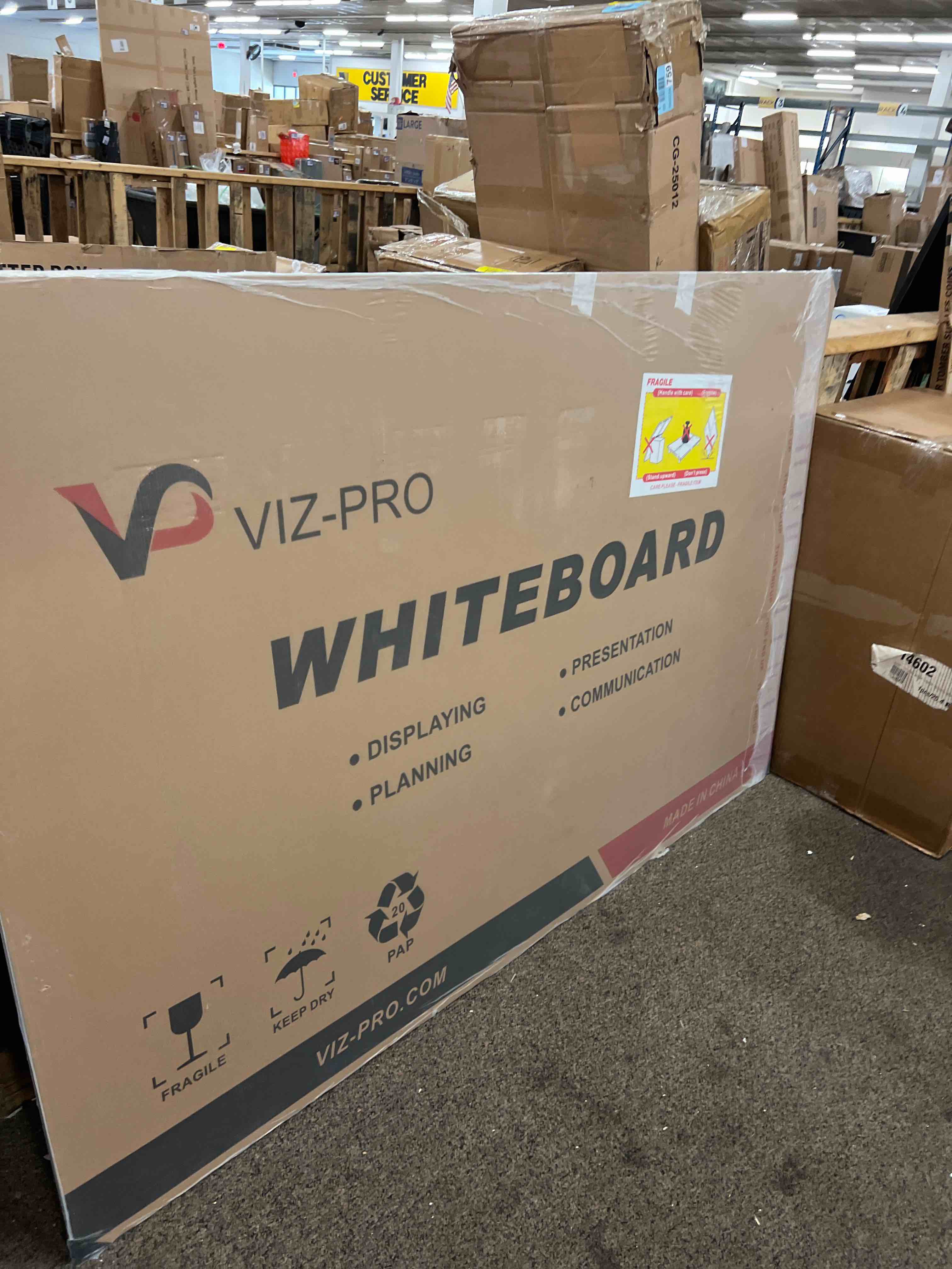 Condition photo showing New/Like New for viz-pro dry erase board/magnetic whiteboard, 72 x 48 inches, large wall mounted board for school office and home 6' x 4'