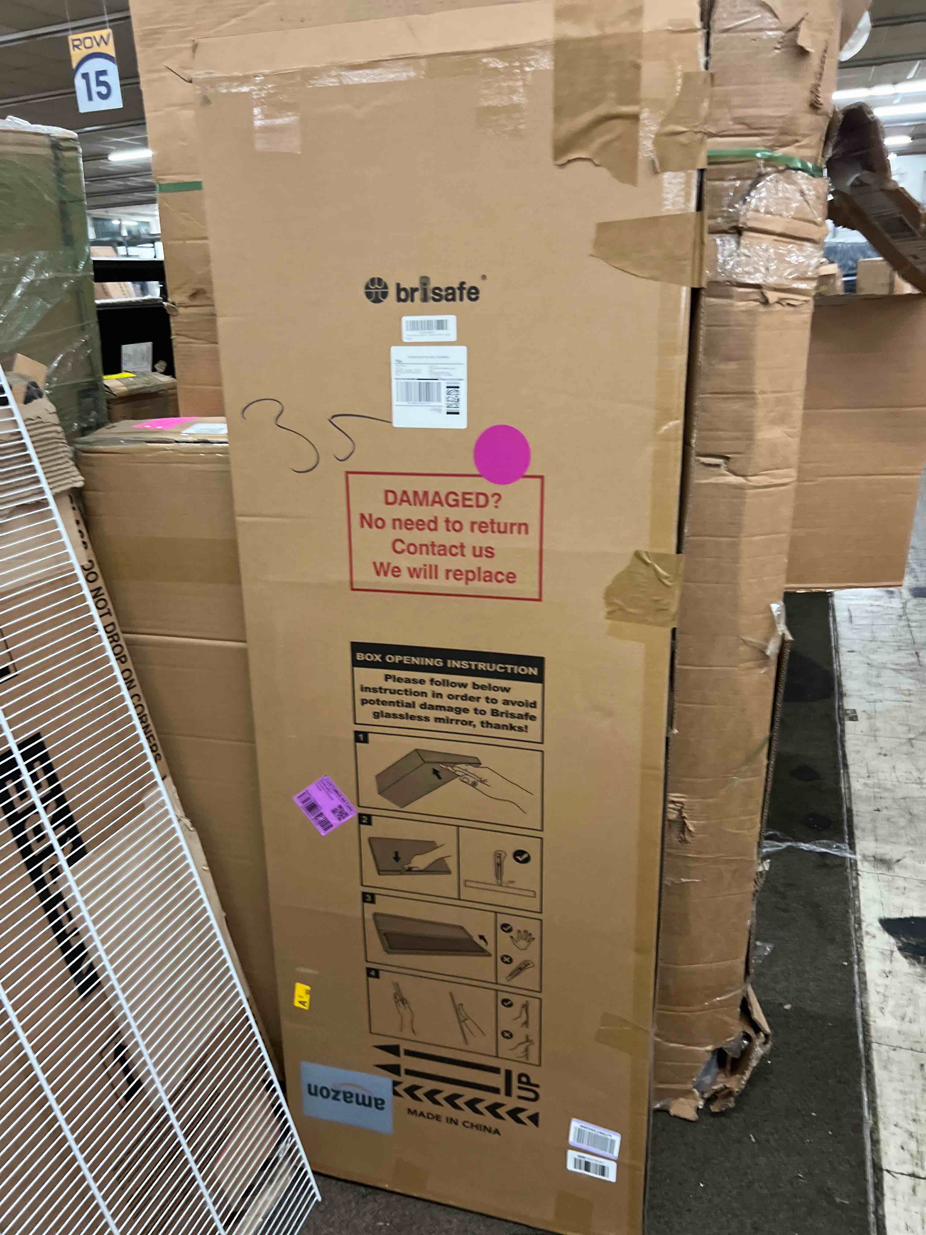 Condition photo showing New/Like New for brisafe full length mirror with stand, 65" x 22" glassless home full floor mirror, ultra lightweight nano film gym mirror, leaning/free-standing/wall mounted, black