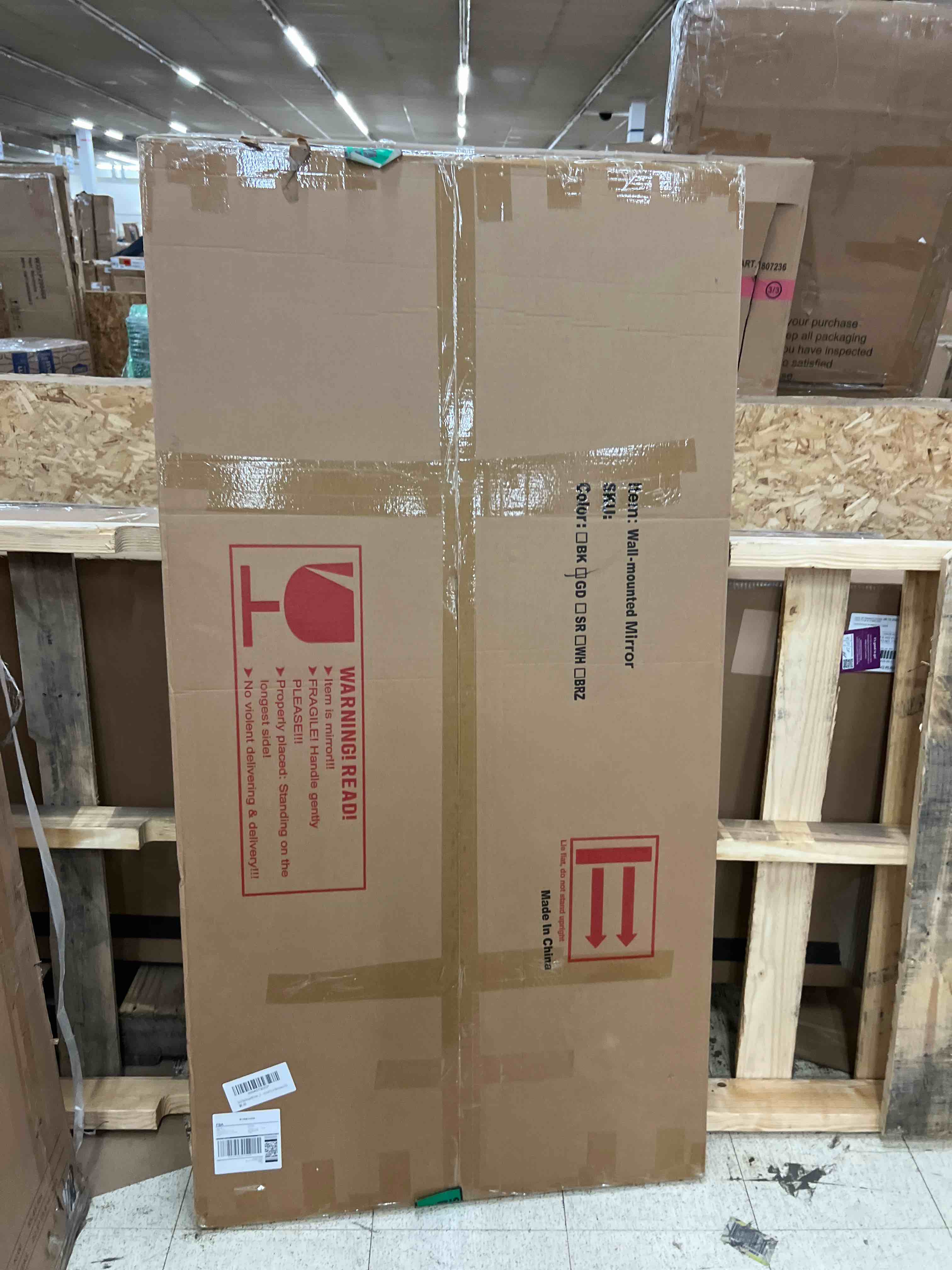 Condition photo showing New/Like New for gold bathroom mirror, 30x60 inch rectangular deep frame mirror, large wall mounted bathroom vanity mirror over sink for bedroom,restroom, living room, hangs vertically or horizontally