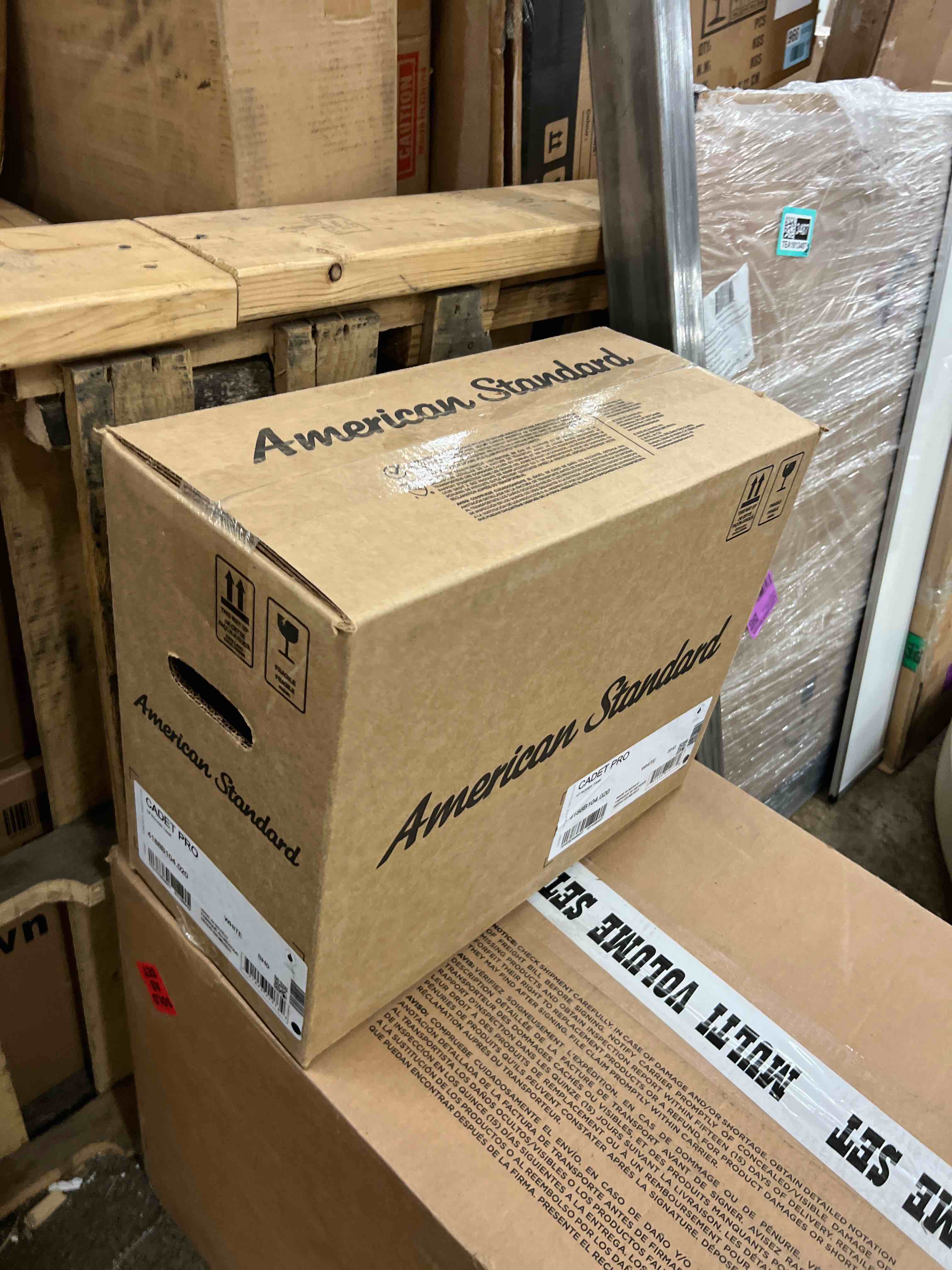 Condition photo showing New/Like New for american standard 215cb104.020 cadet pro 1.28 gpf 2-piece elongated toilet with 10-in rough-in, white