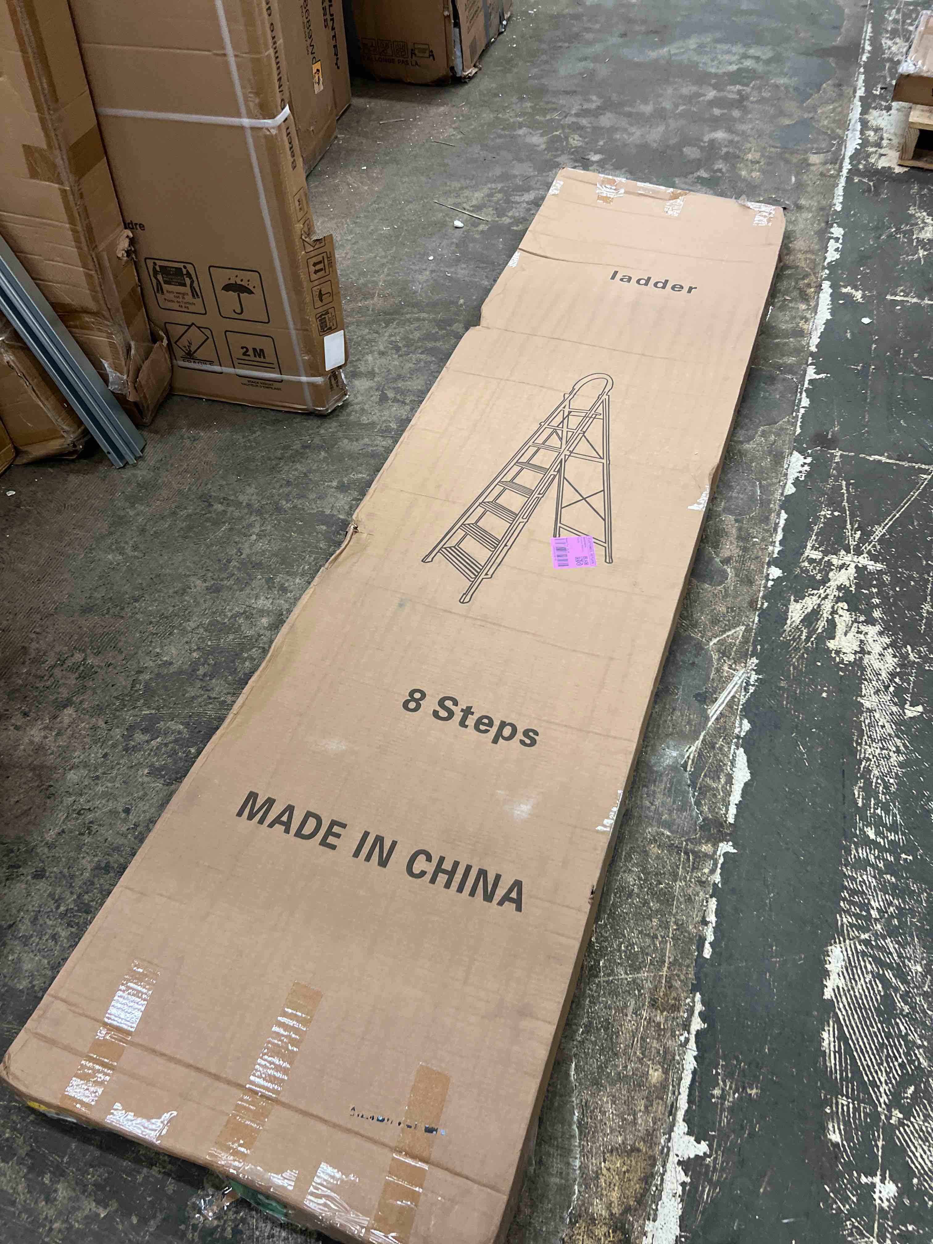 Condition photo showing New/Like New for 8 step ladder, folding ladder with wide anti-slip pedal, sturdy steel step stool, convenient handrail, lightweight, portable for home, kitchen, garage sliver 8 step ladder