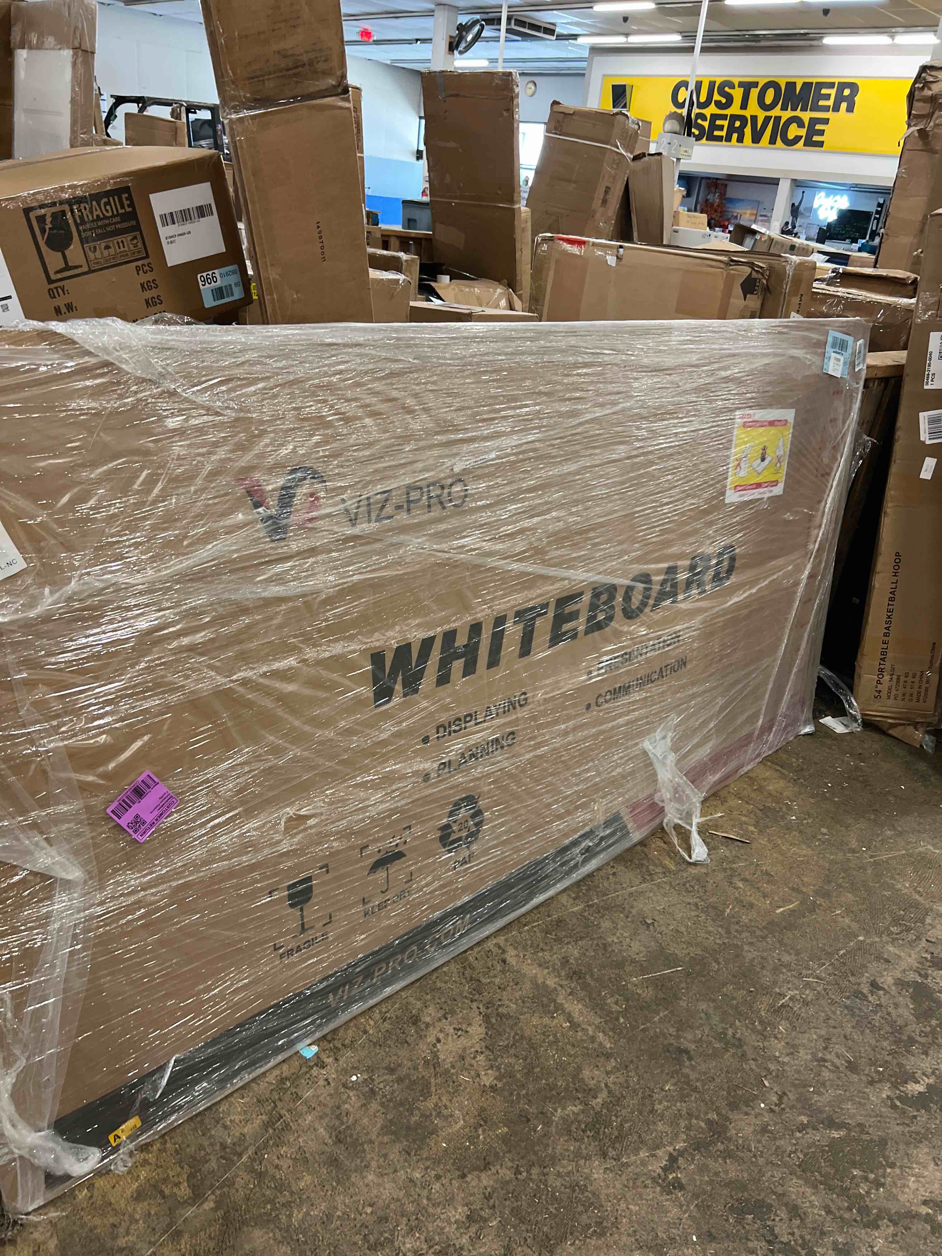 Condition photo showing New/Like New for viz-pro dry erase board/magnetic whiteboard, 8' x 4', silver aluminum frame