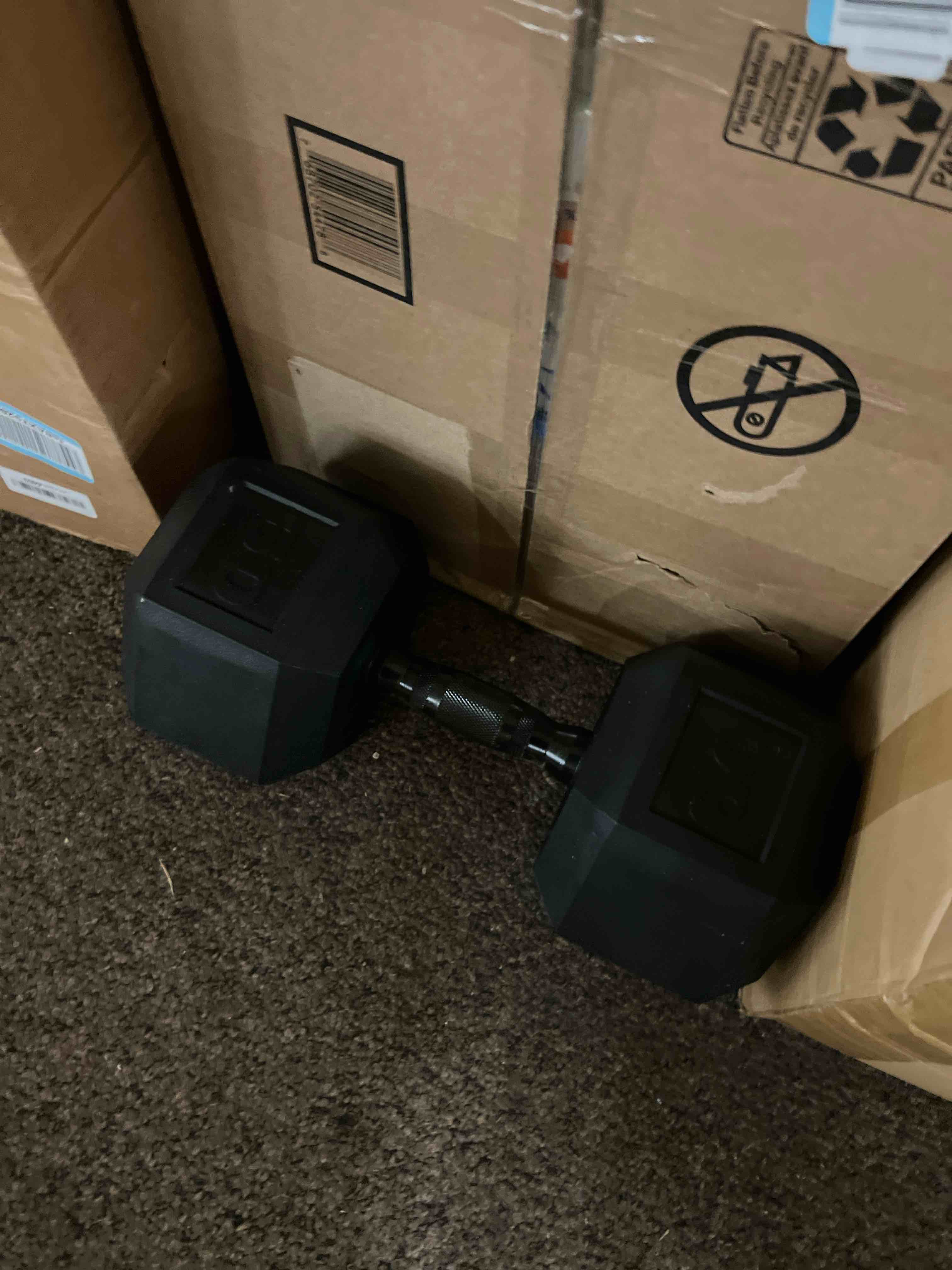 Condition photo showing New/Like New for 60lb cap barbell coated hex dumbbell weight - single | 10-120 lbs | multiple options