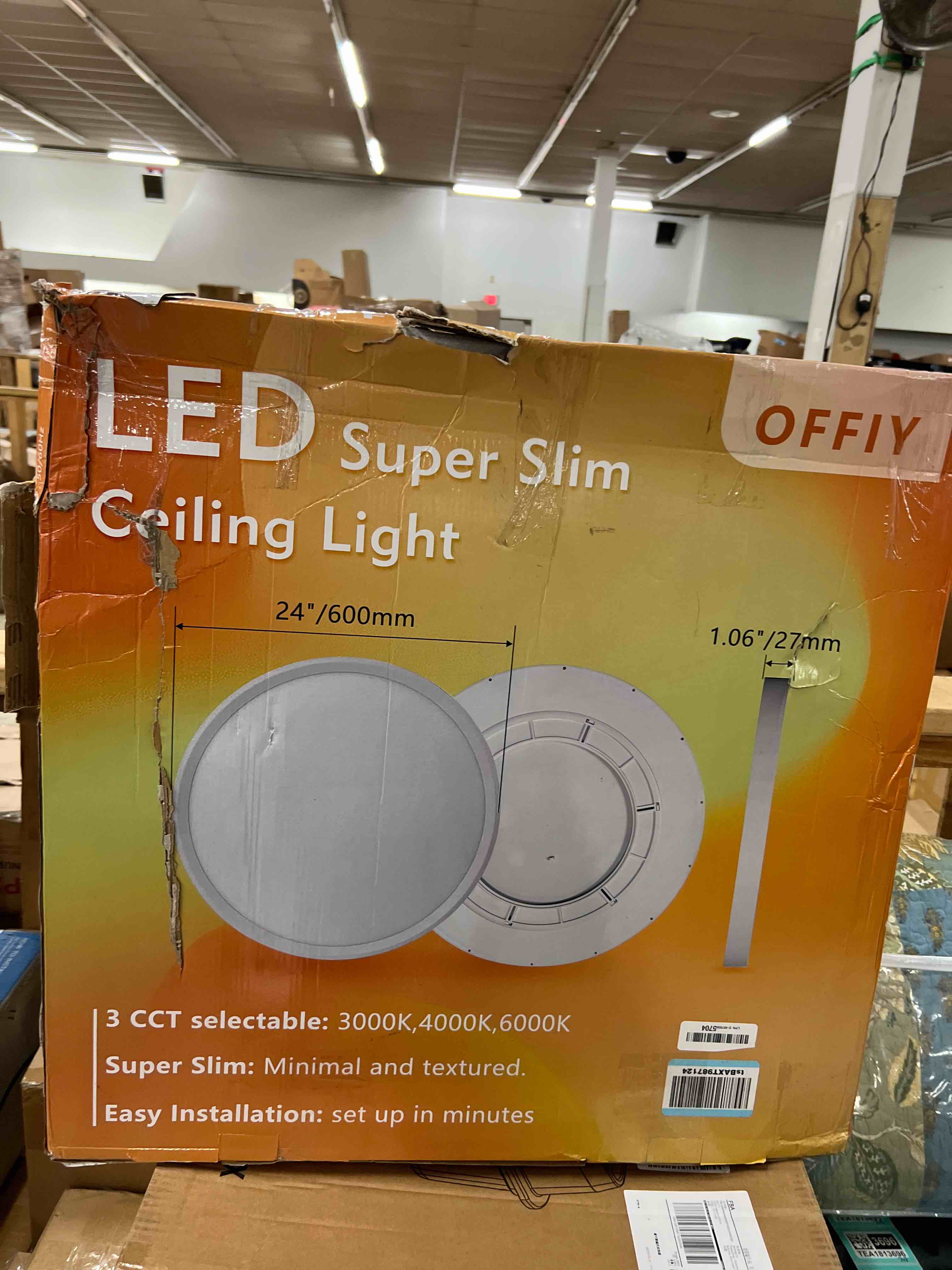Condition photo showing New/Like New for 24 inch led ceiling light flush mount, 50w, 5480lm, 3000k/4000k/6000k cct selectable super slim white led ceiling light, close to ceiling round flat panel light for hallway, bedroom, kitchen, ect