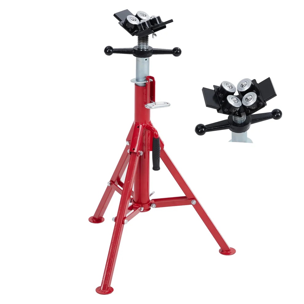 Garvee V-Head Pipe Jack Stand - 28-52 Inch Adjustable Height, Heavy-Duty 2500 lb Capacity with 4-Ball Transfer and Portable Folding Legs