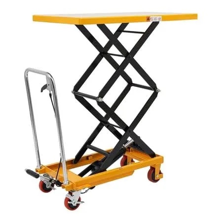 Garvee Hydraulic Lift Table Cart,770lbs Capacity 50.7" Lifting Height Hydraulic Table Cart with Non-Slip Pad, 4 Wheels & Reflective Strips,for Material Handling & Transportation