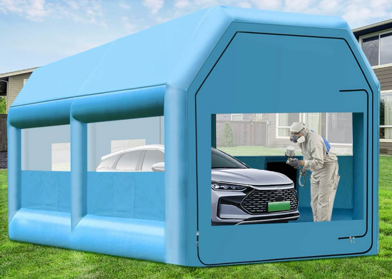 lvaostt paint booth 20x13x8.5ft inflatable paint booth portable spray booth tent with blower air filter system for diy spray car truck motorcycle garage furniture part painting 19.7x13x8.5ft