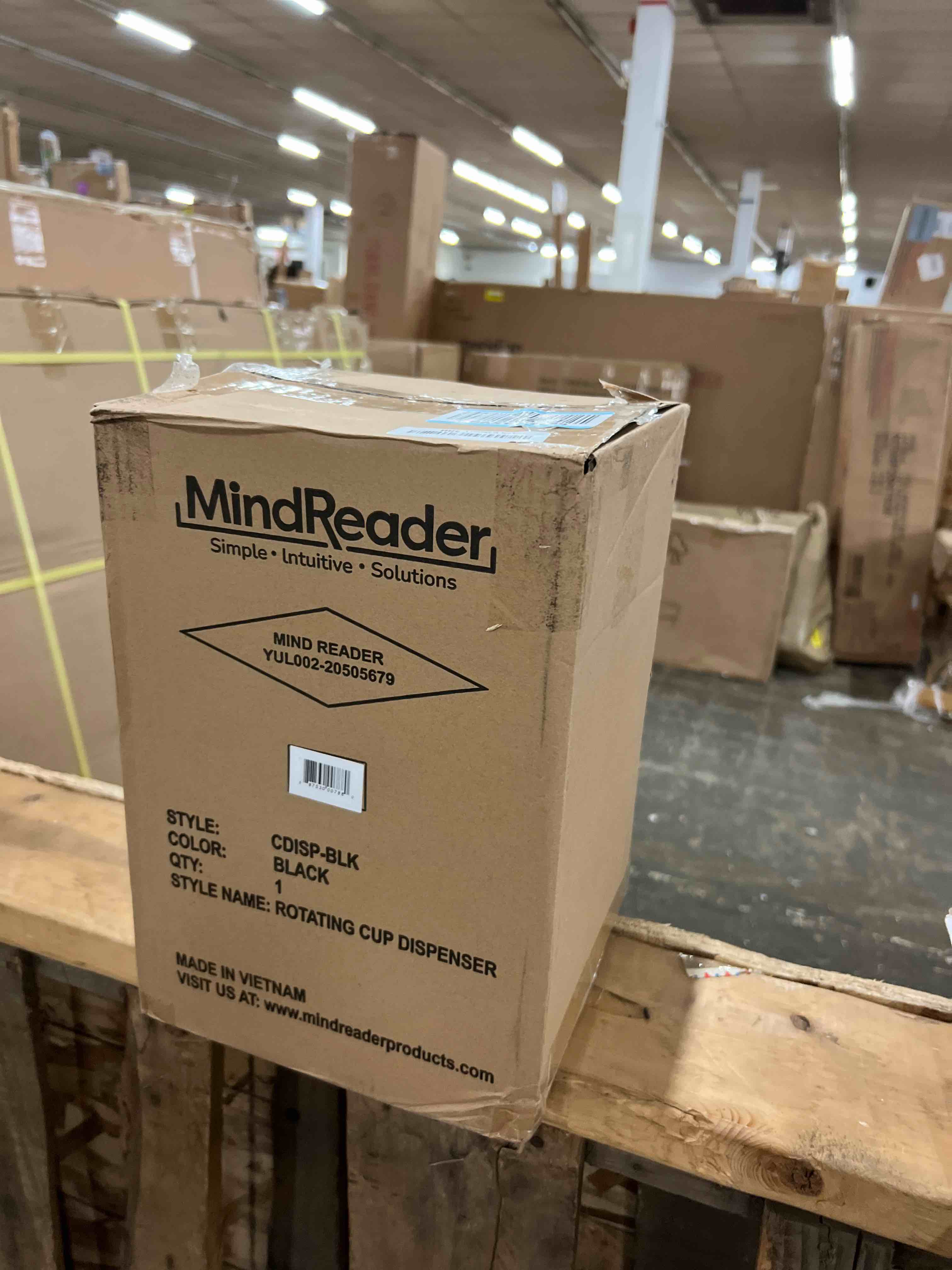 Condition photo showing New/Like New for mind reader cup and lid carousel, countertop org, coffee bar, beverage cup holder, plastic, 7.75"l x 7.75"w x 11.5"h, black