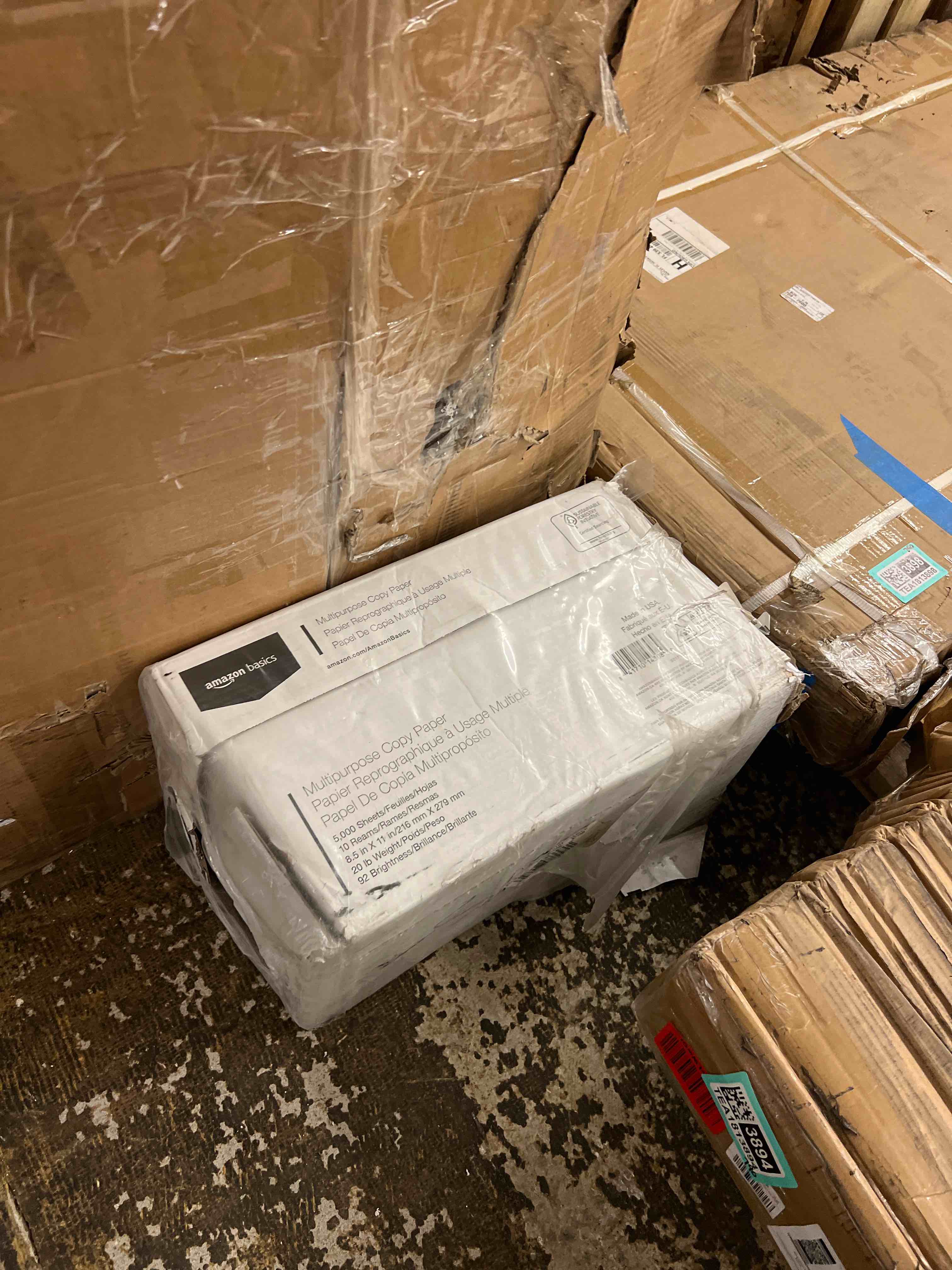 Condition photo showing New/Like New for amazon basics multipurpose copy printer paper, 20 lb, 8.5 x 11 inches, 10 reams (5,000 sheets), 92 bright white 10 reams | 5000 sheets letter (8.5x11)