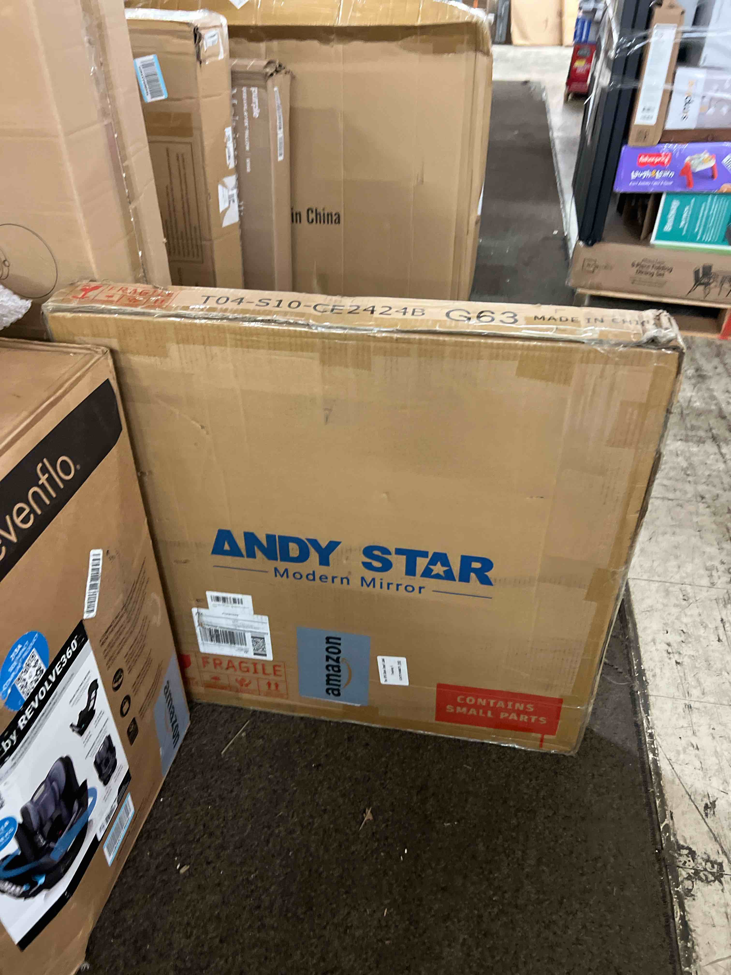 Condition photo showing New/Like New for andy star 24x24 inch square mirror, matte black vanity mirror, modern scalloped bathroom mirror in premium stainless steel thin frame, unique rounded notched corners